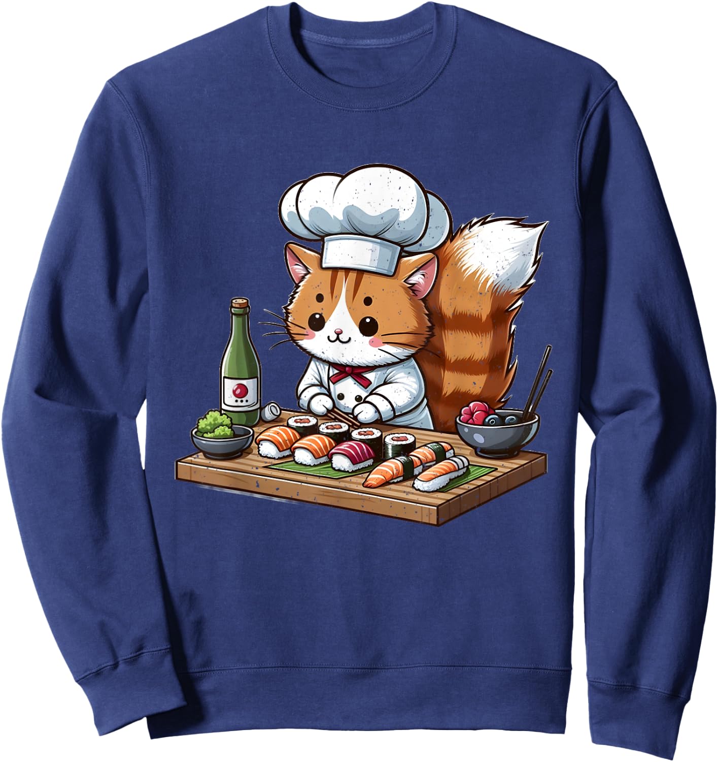 Cat Chef Making Sushi Sweatshirt - Sweatshirt | Navy