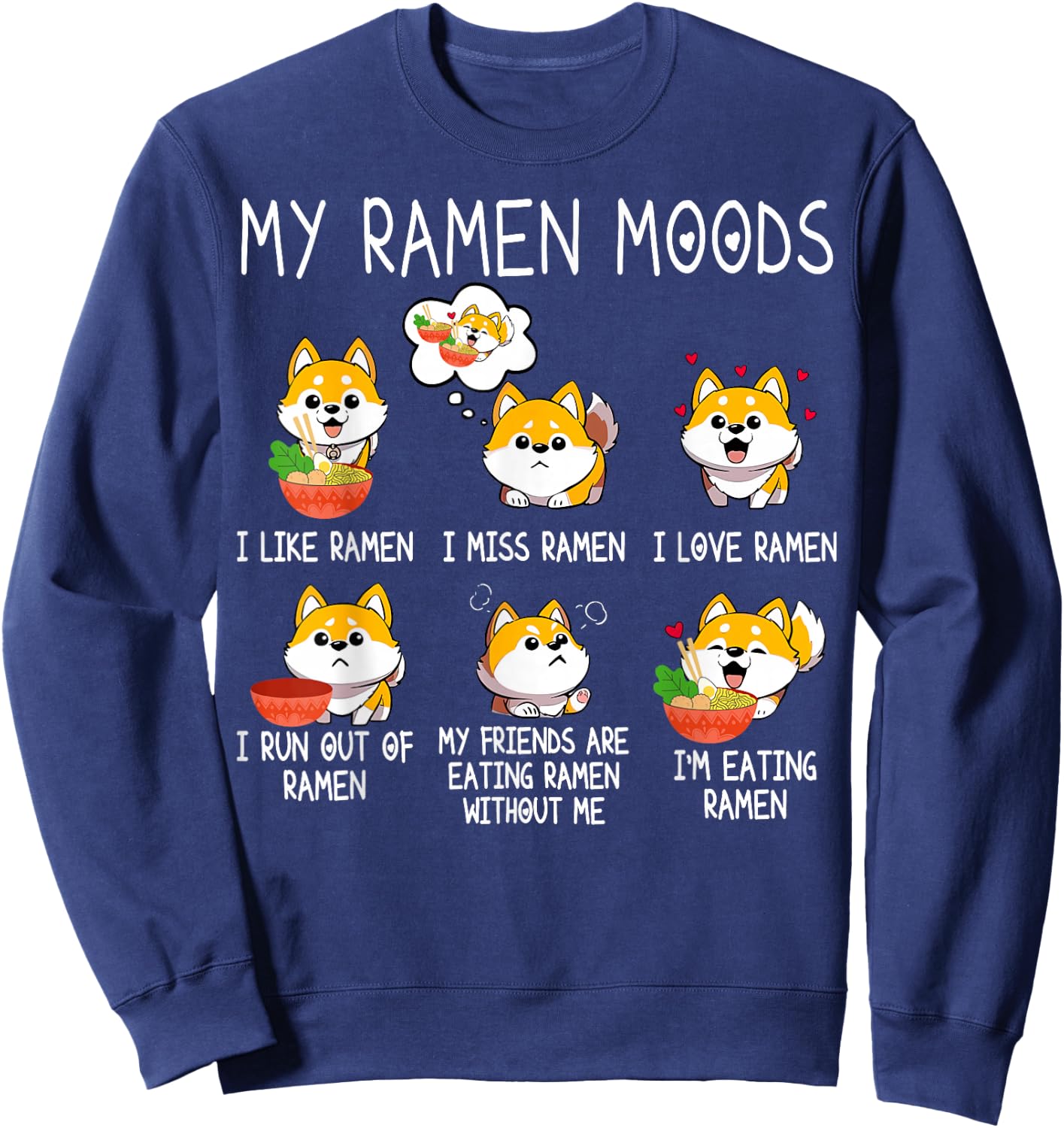 Ramen Shiba Inu Dog Lover Japanese Noodles Women Kid Sweatshirt - Sweatshirt | Navy