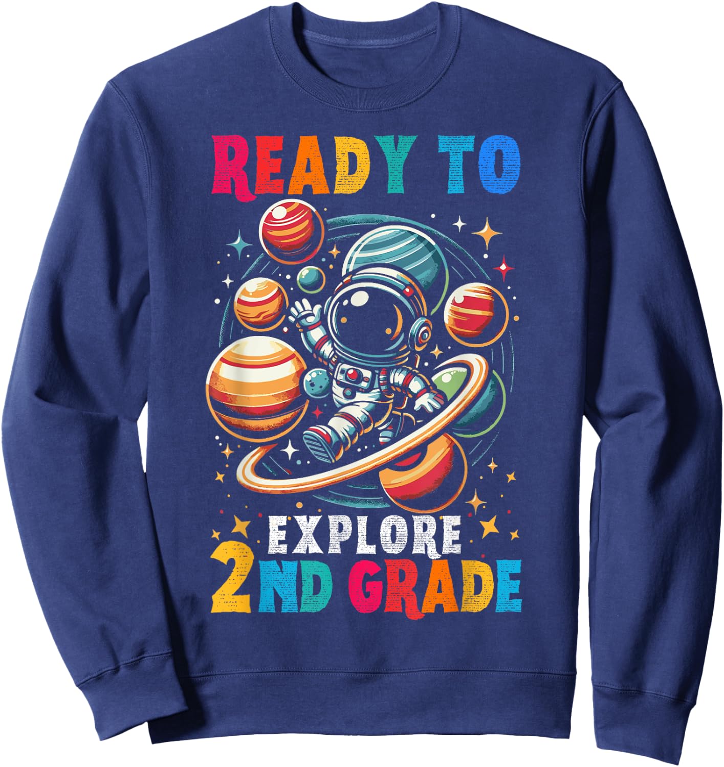 First day Kids Welcome back to School Astronaut 2nd grade Sweatshirt - Sweatshirt | Navy