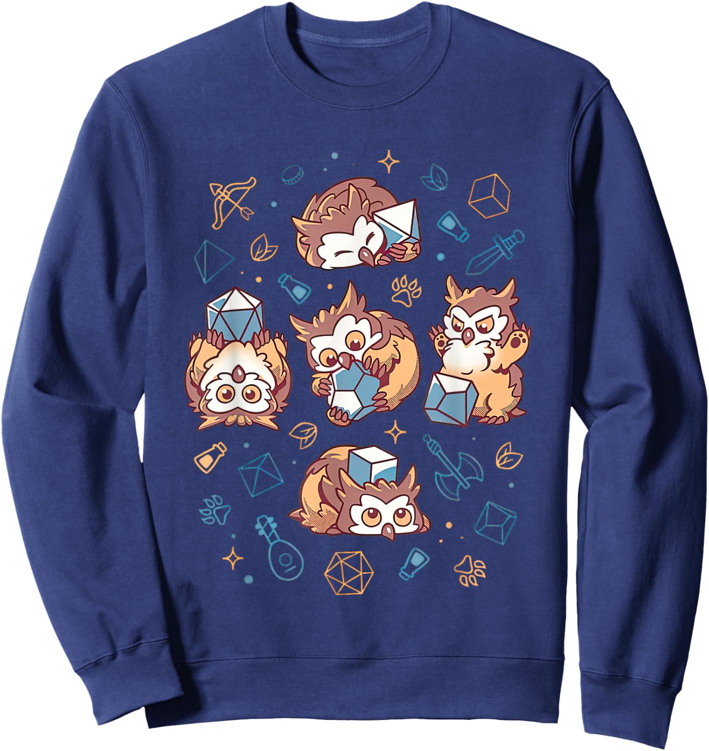 Cute Owl Beast Dice Funny Women Sweatshirt - Sweatshirt | Navy