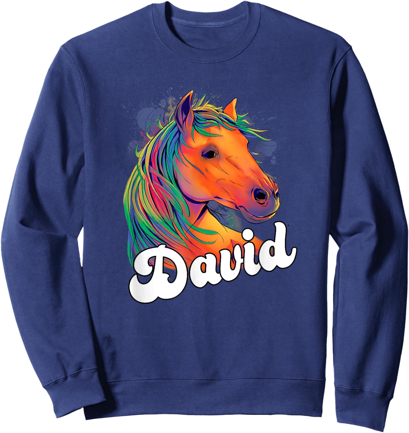 DAVID - Cute Boy Name with beautiful Horse Sweatshirt - Sweatshirt | Navy