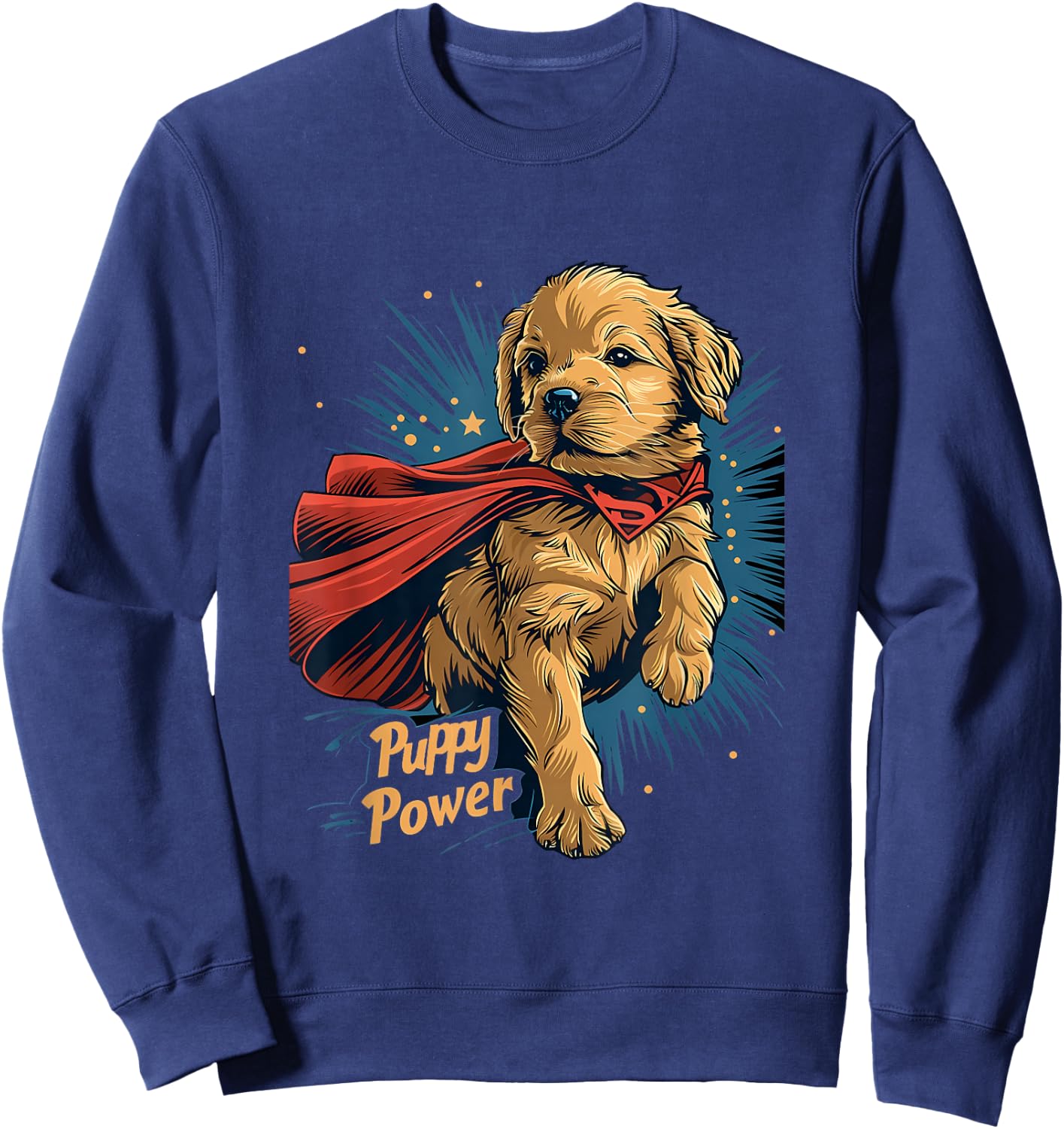 Golden Retriever Puppy Power Superhero for Dog Lover Parent Sweatshirt - Sweatshirt | Navy