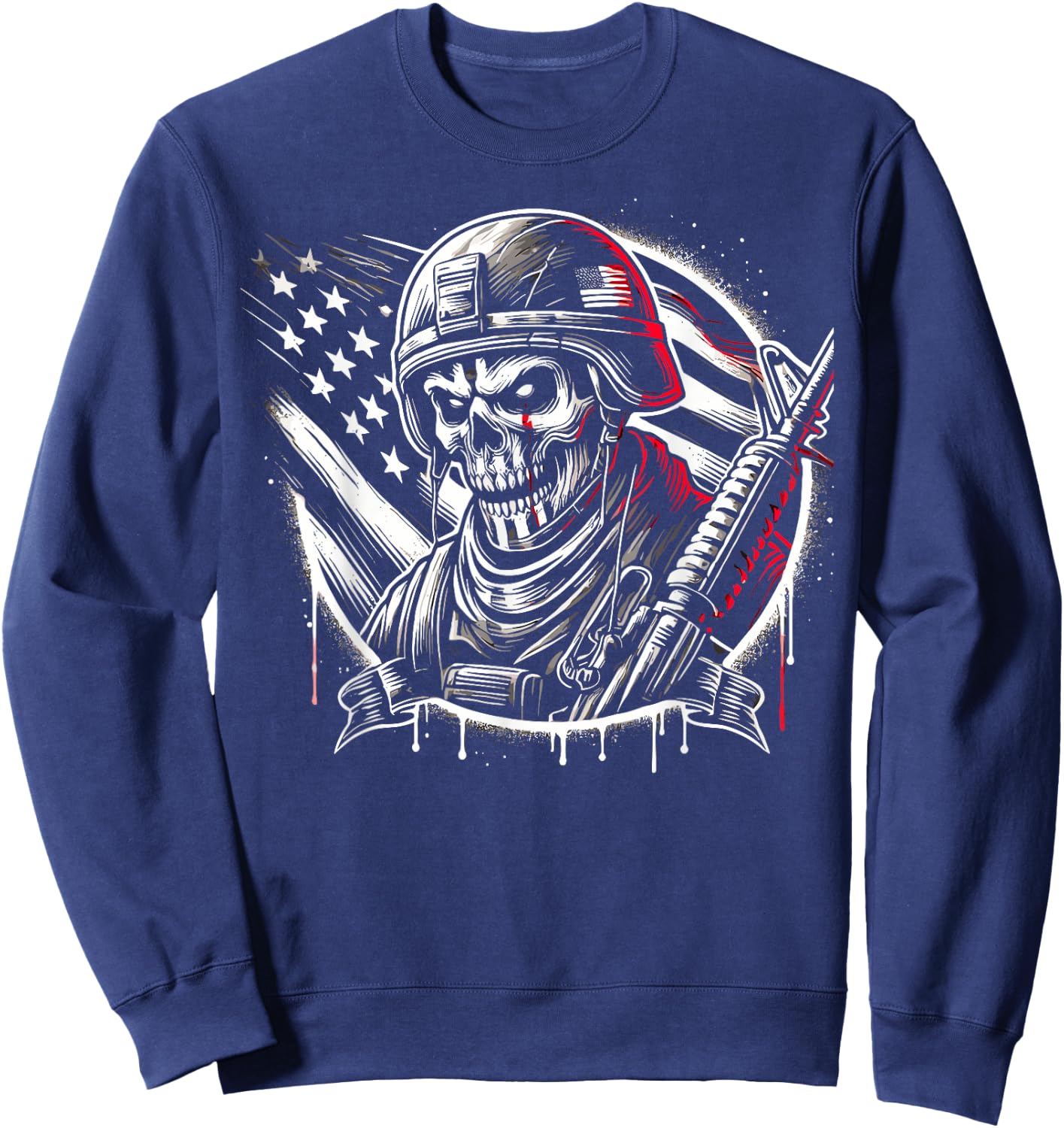 Skeleton Soldier Costume Soldier Military Uniform Halloween Sweatshirt - Sweatshirt | Navy
