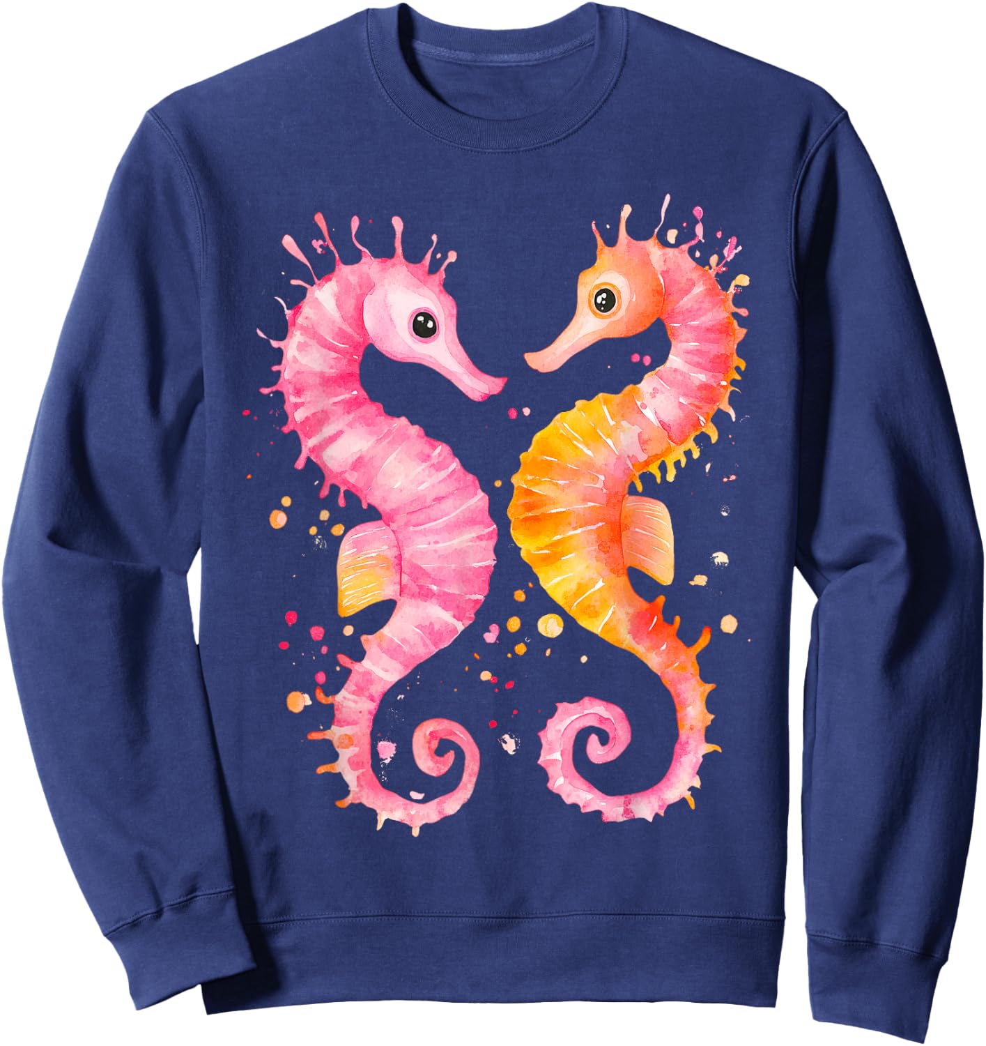 Seahorse Coral Starfish Nautical Art Seahorse lovers Sweatshirt - Sweatshirt | Navy