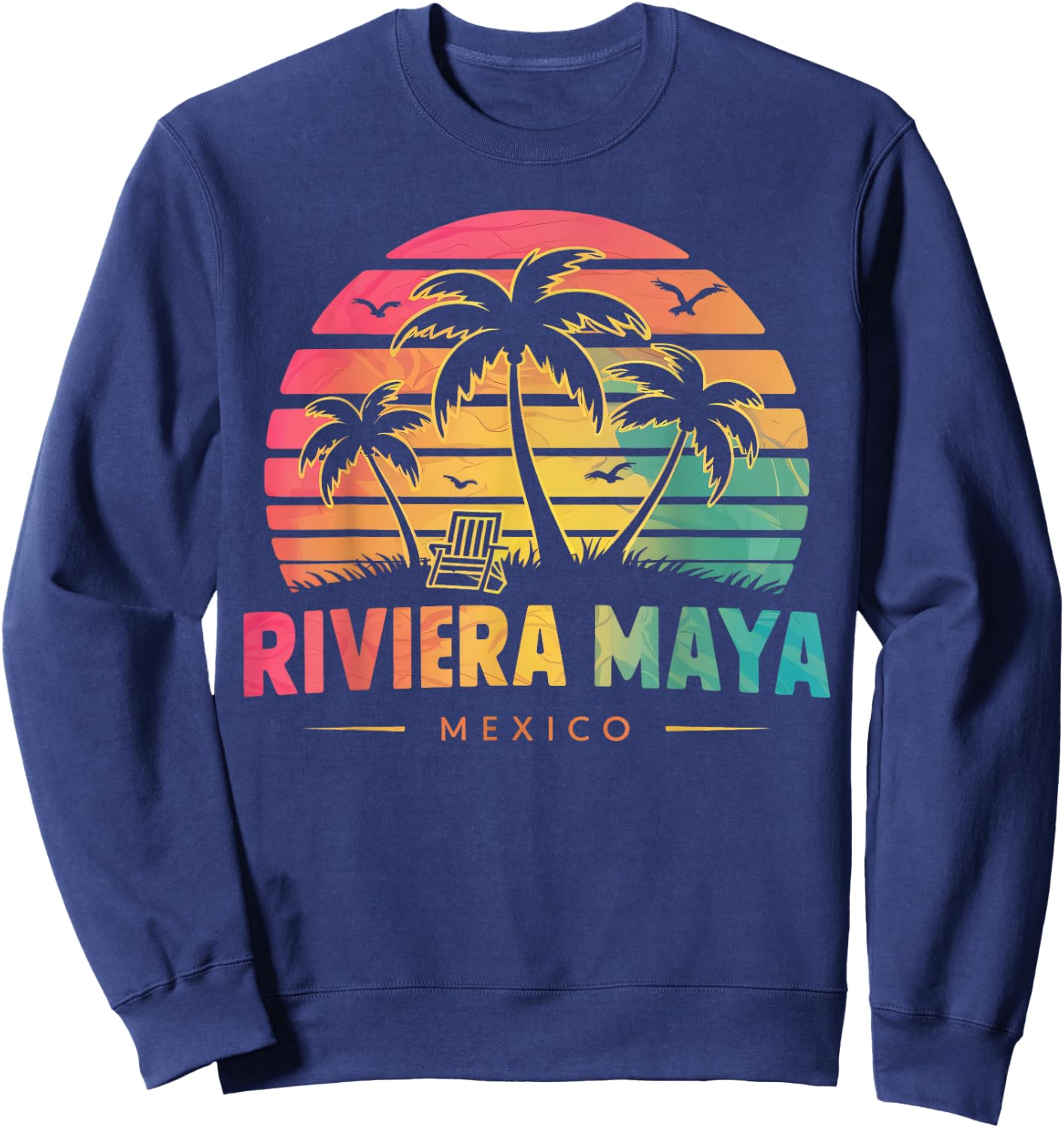 Riviera Maya Mexico Tropical Sunset beach Souvenir Vacation Men Women Kids Sweatshirt - Sweatshirt | Navy