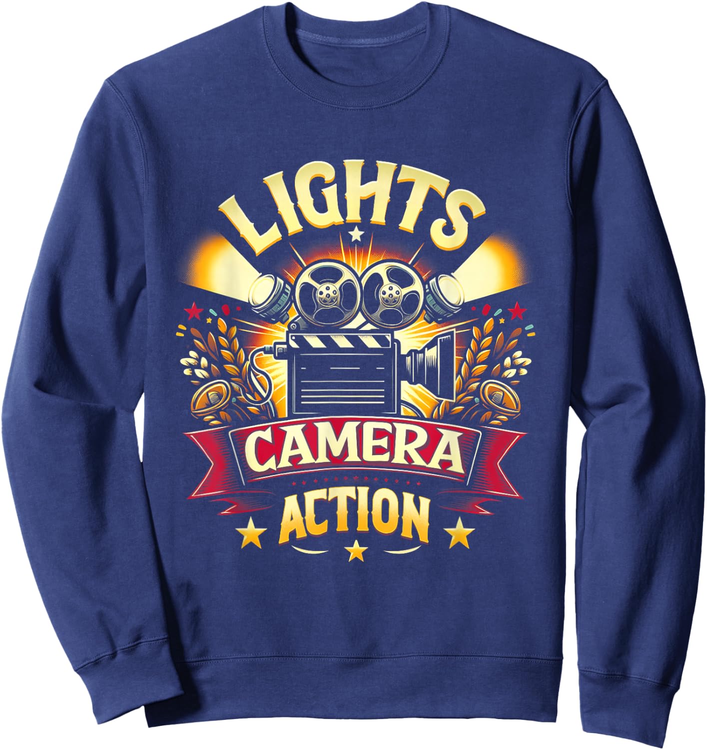 Lights Director Camera Movie Action Film Featuring A Film Sweatshirt - Sweatshirt | Navy