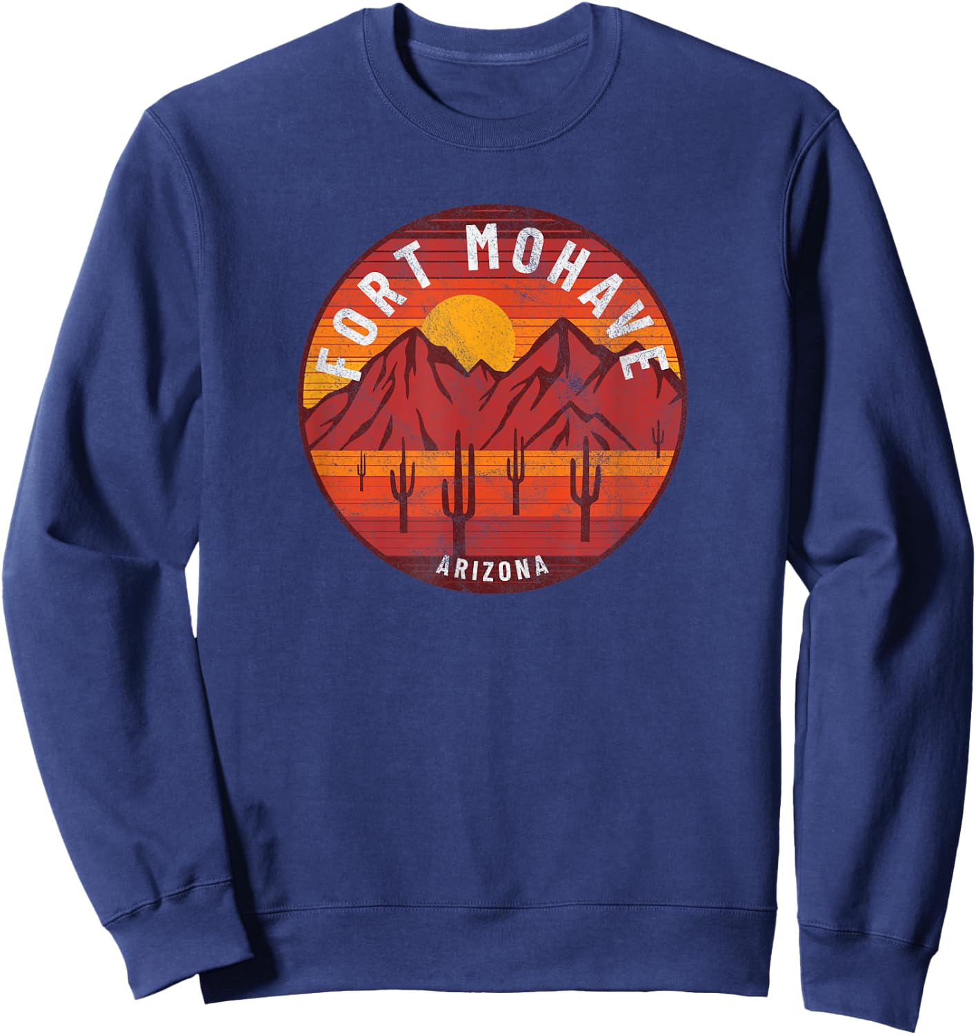 Fort Mohave Arizona Vintage Cactus Sunset Desert Landscape Sweatshirt - Sweatshirt | Navy