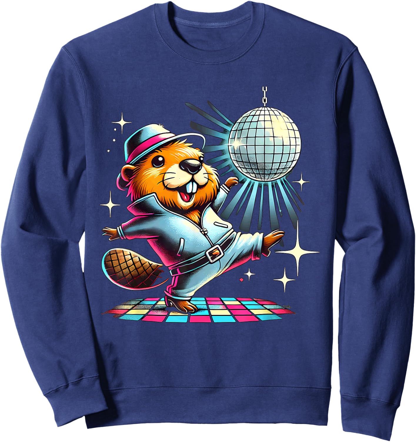 Aesthetic Beaver Dancing Disco Sweatshirt - Sweatshirt | Navy