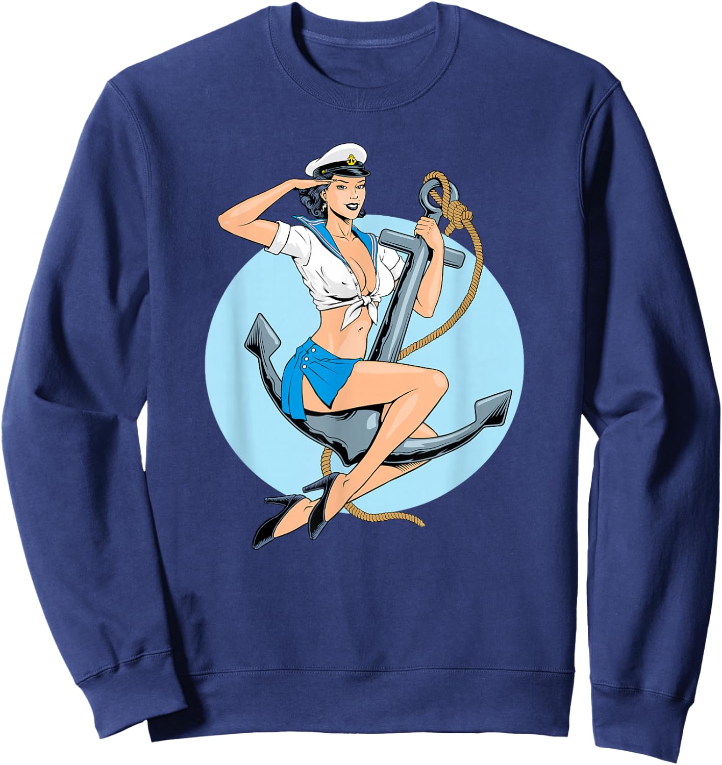 Retro Pin-Up Girl Anchor America Art Vintage Nostalgia Sweatshirt - Sweatshirt | Navy