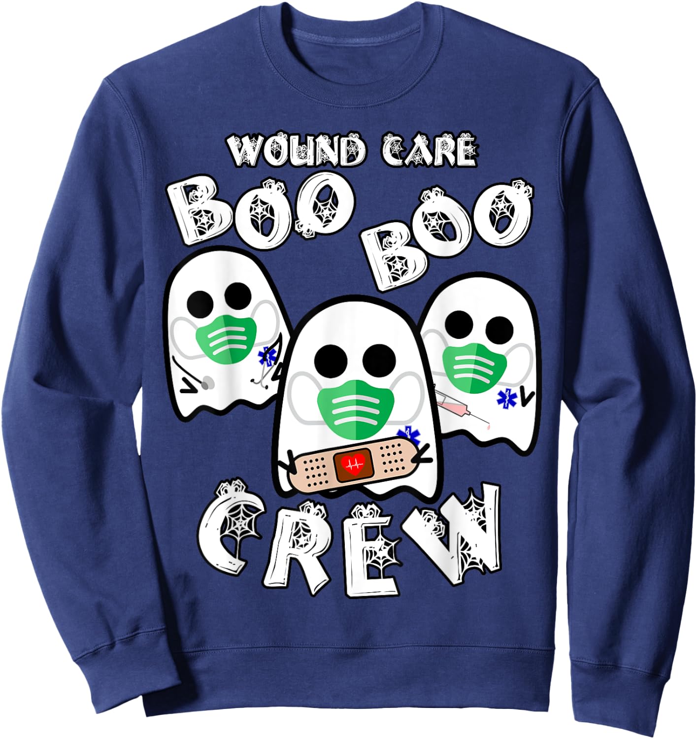 Wound Care Boo Boo Crew - Funny Medical Halloween Sweatshirt - Sweatshirt | Navy