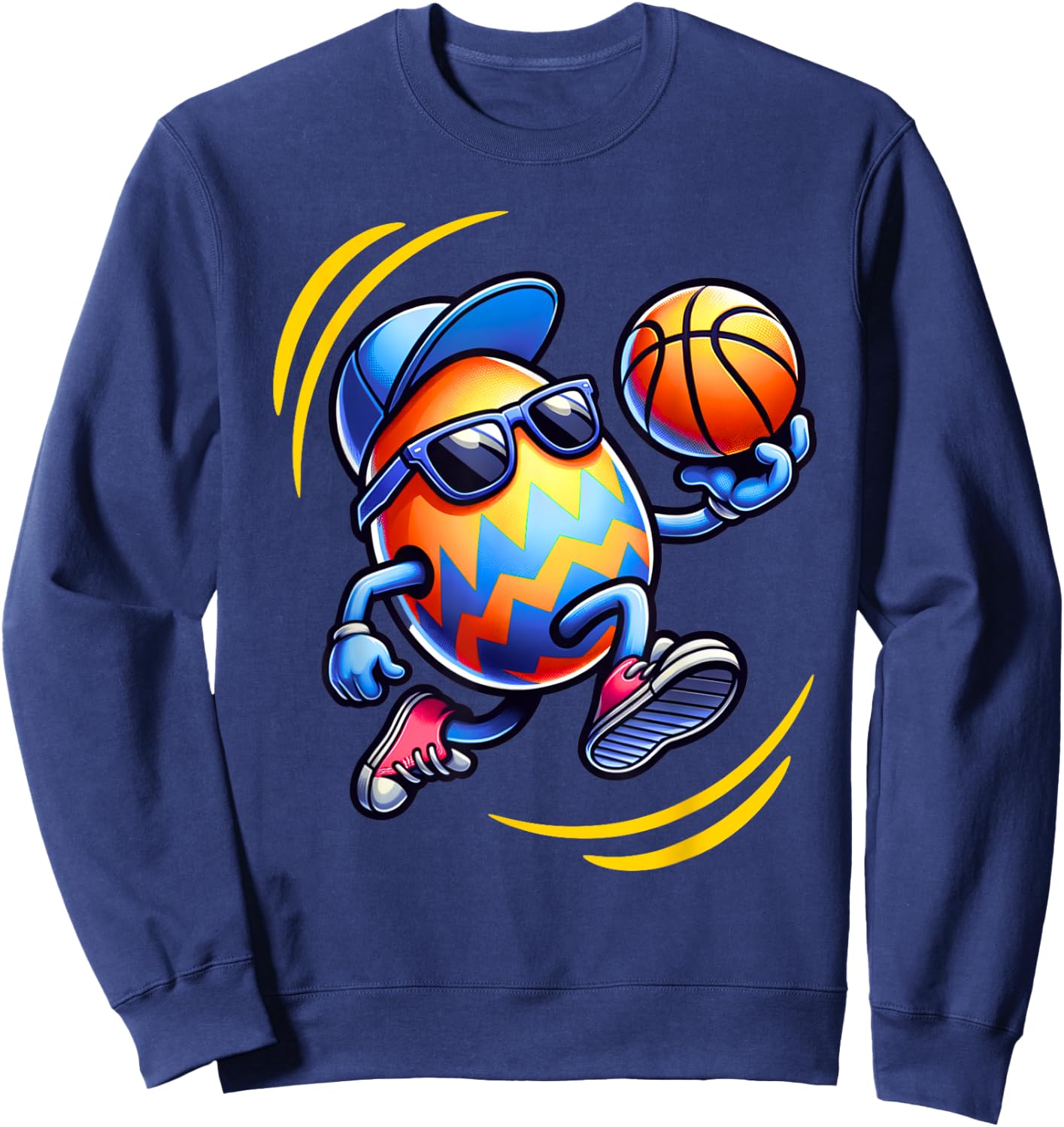 Easter Egg Playing Basketball Sports Boys Men Kids Toddler Sweatshirt - Sweatshirt | Navy