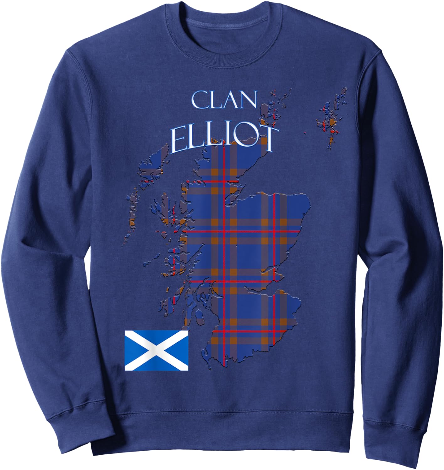 Elliot Scottish Clan Tartan Scotland Sweatshirt - Sweatshirt | Navy