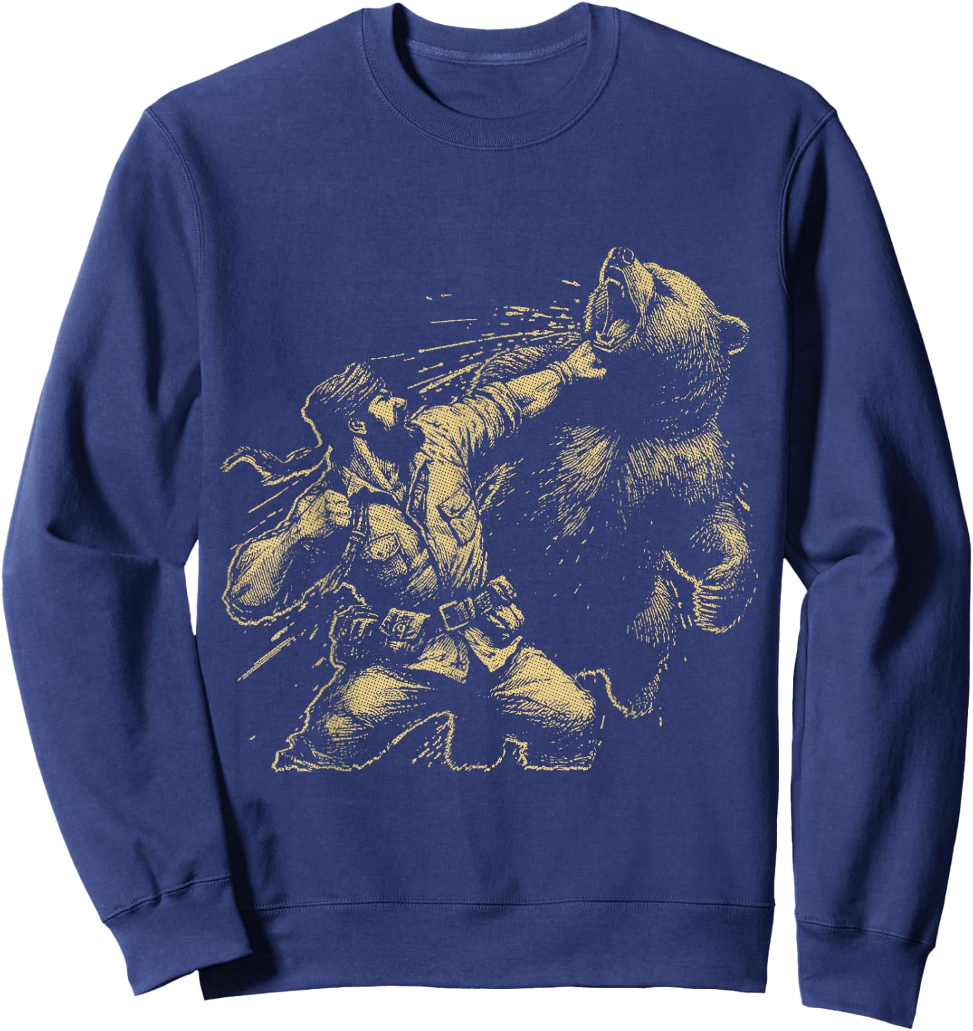 Bear Funny Man Punching Bear Retro Vintage Hunting Camping Sweatshirt - Sweatshirt | Navy