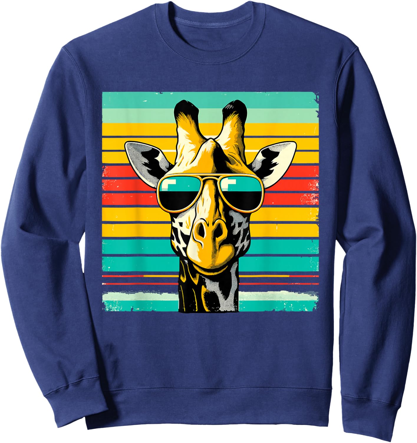 Cool Retro Giraffe Sunglasses Sweatshirt - Sweatshirt | Navy