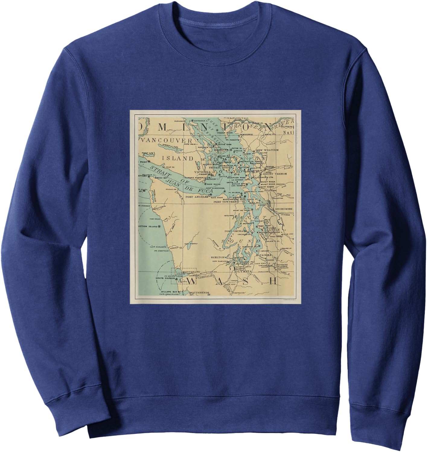 Puget Sound Lighthouse Map Sweatshirt - Sweatshirt | Navy