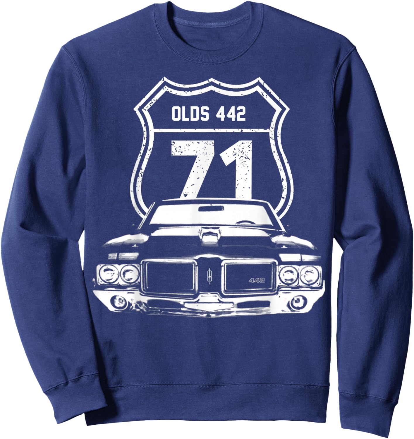 1971 71 Olds 442 Muscle Car Sweatshirt - Sweatshirt | Navy