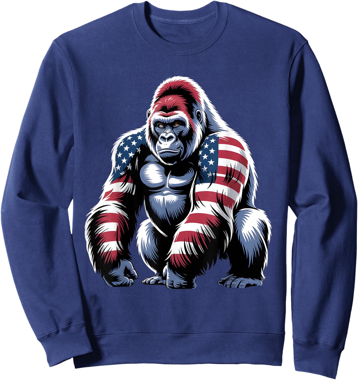 4th Of July Gorilla Lover USA American Flag Patriotic Funny Sweatshirt - Sweatshirt | Navy