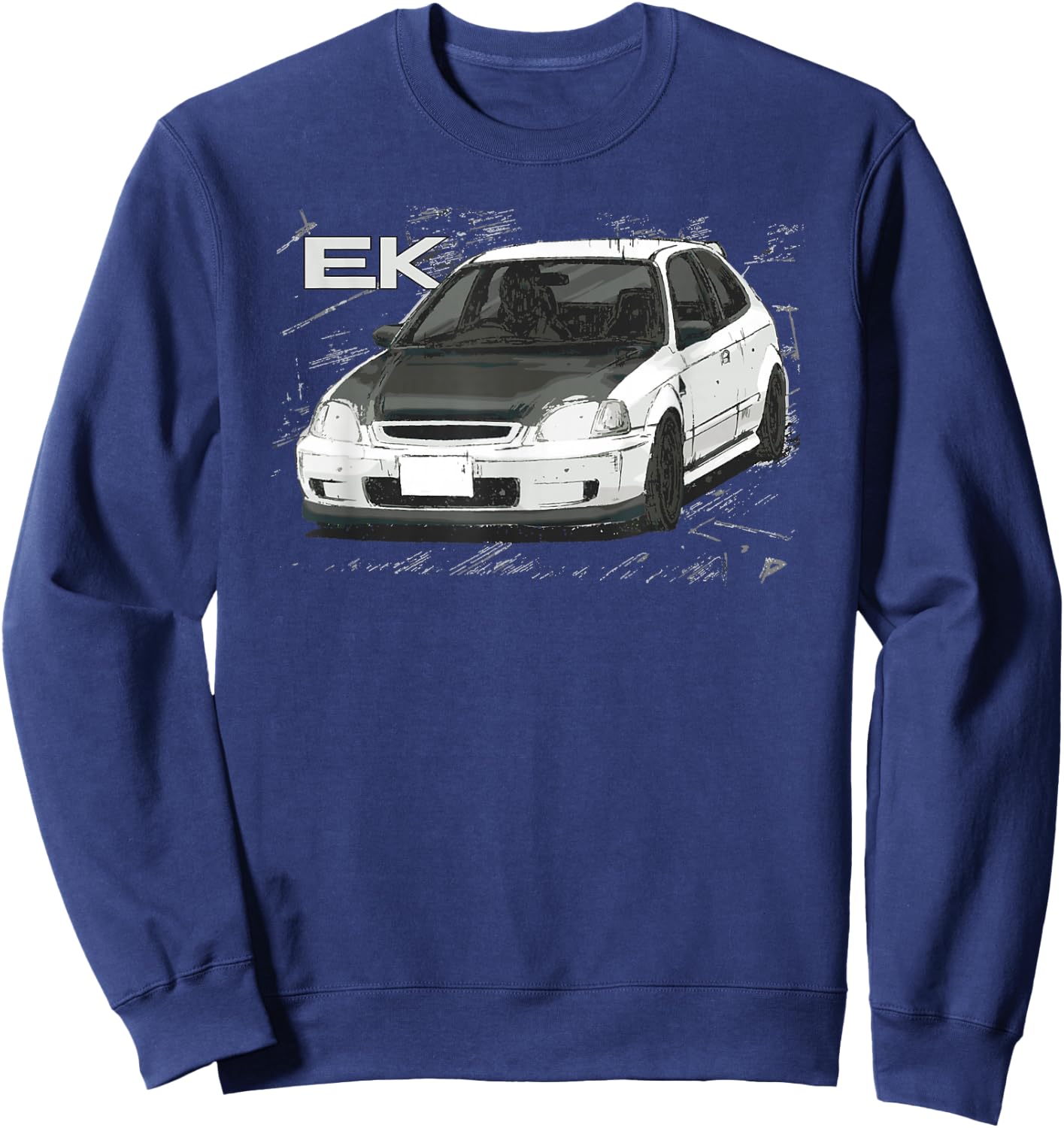 JDM Car EK SI Hatch Red Anime Style Sweatshirt - Sweatshirt | Navy