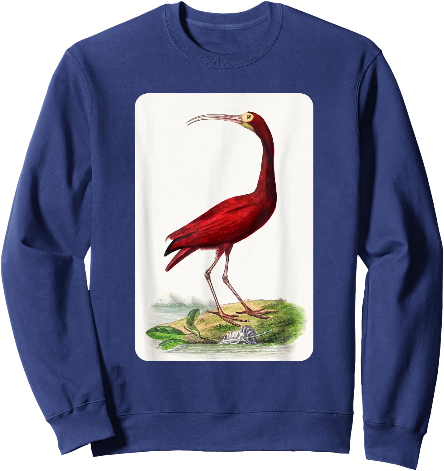 Vintage Scarlet Ibis Bird Illustration Animal Lover Sweatshirt - Sweatshirt | Navy