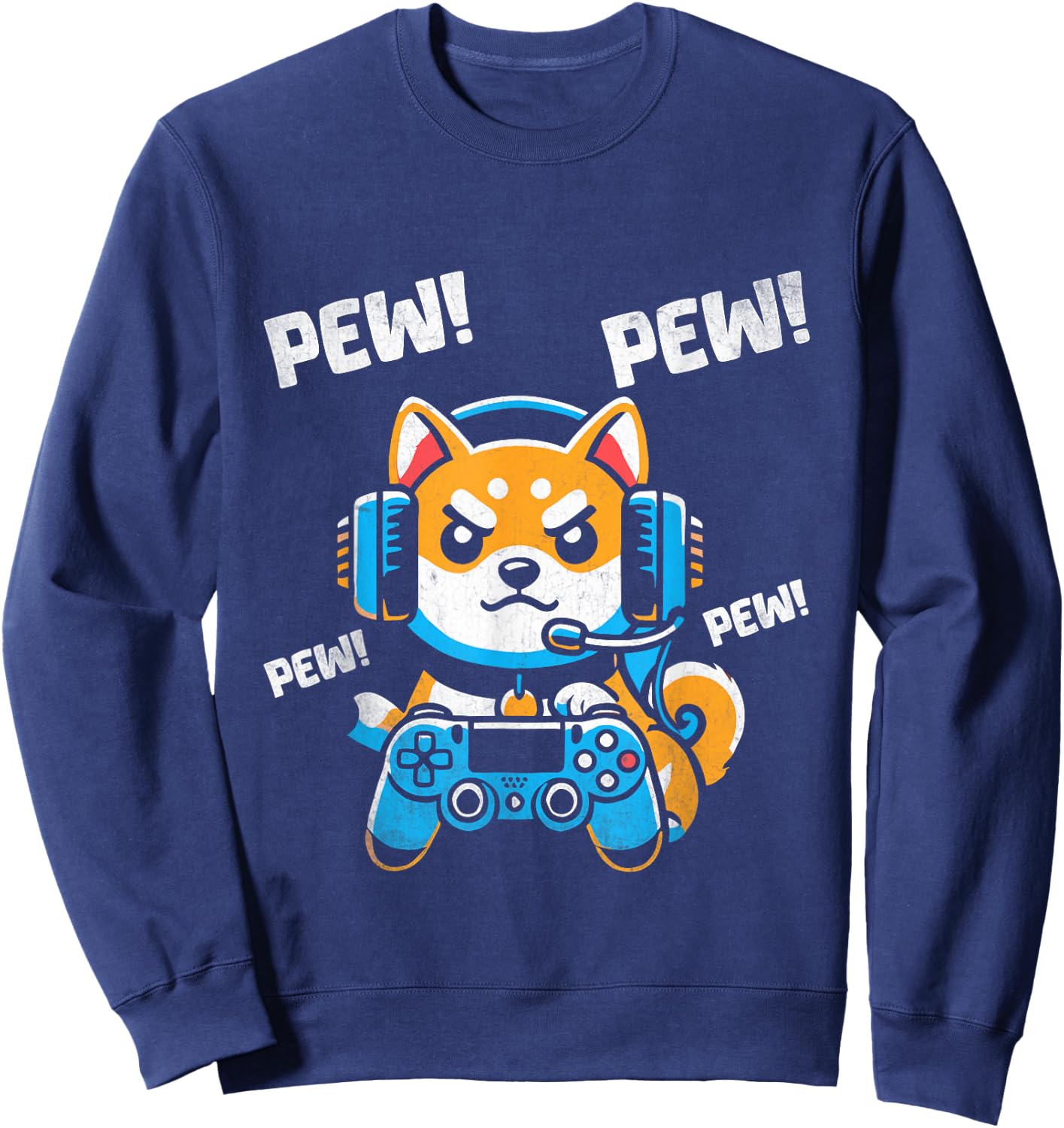 Video Gamer Shiba Inu Sweatshirt - Sweatshirt | Navy