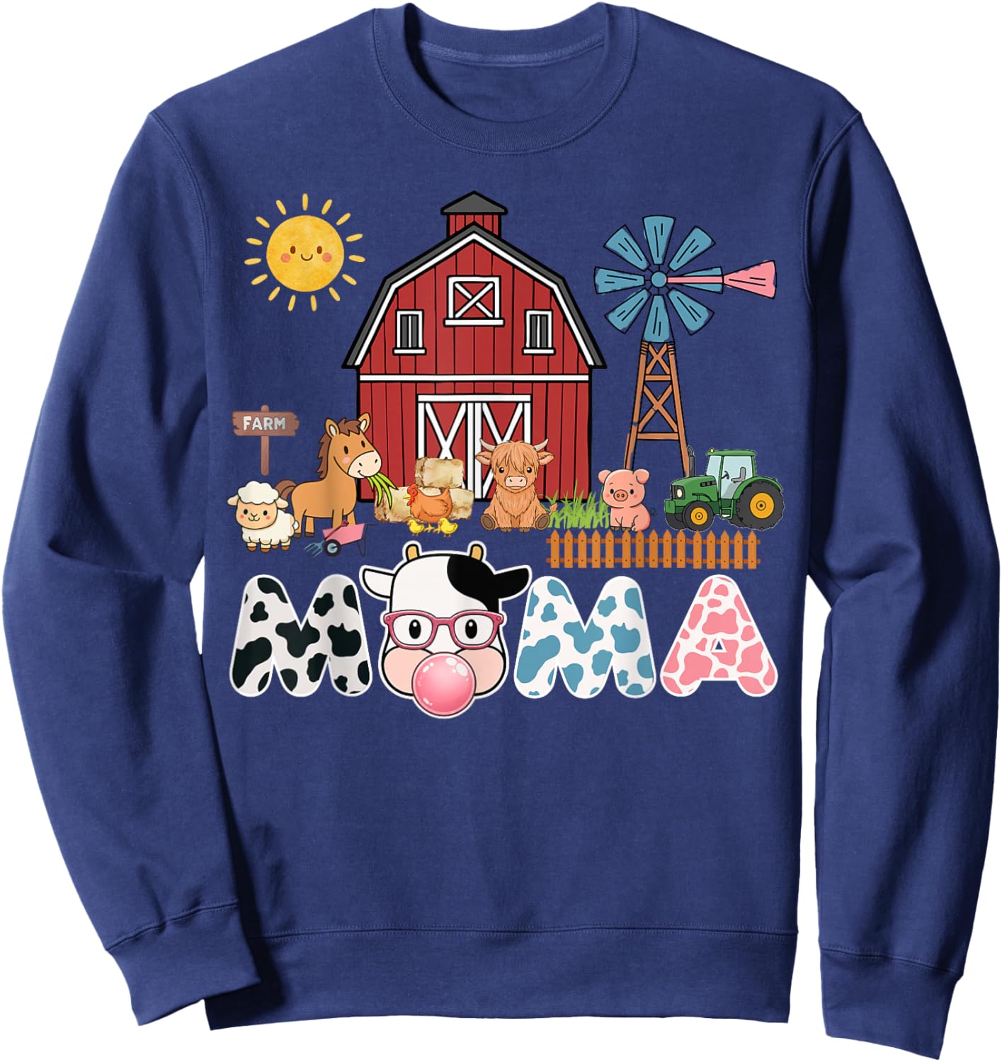 Birthday Farm Animals Mama Sweatshirt - Sweatshirt | Navy