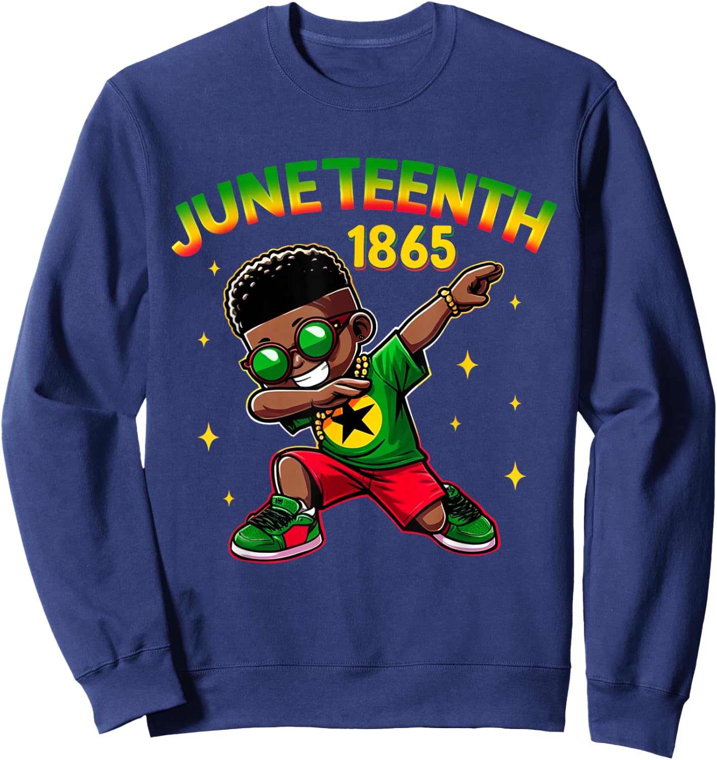 Boys Juneteenth Dabbing Black King Melanin Brown Skin Dab Sweatshirt - Sweatshirt | Navy