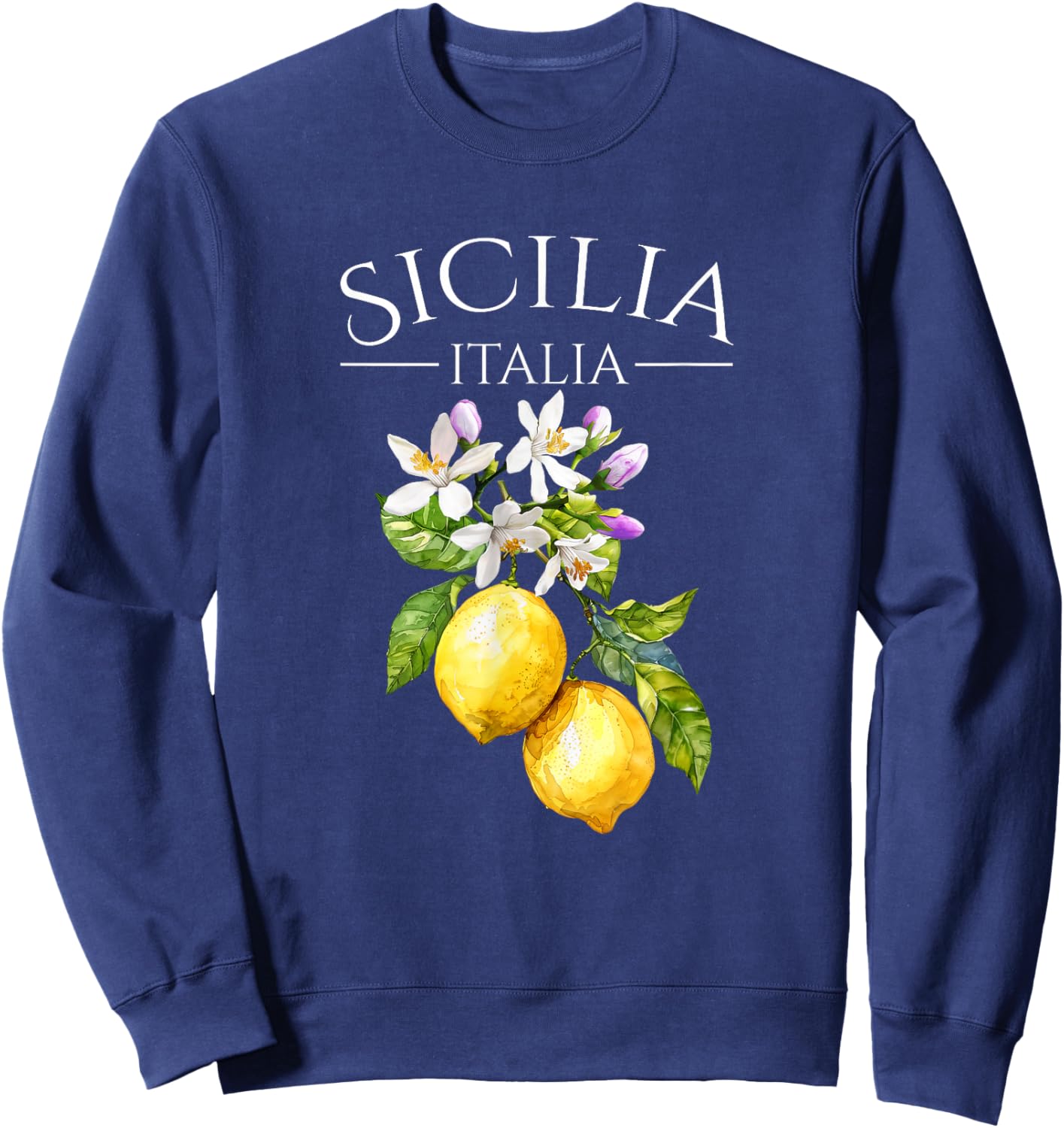 Sicilia Italian Souvenir Italy Lemons Sweatshirt - Sweatshirt | Navy