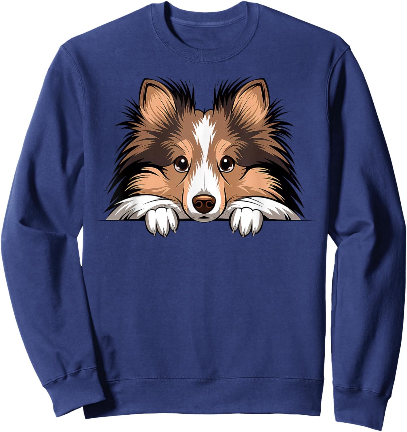 Shetland Sheepdog Cute Peeking Puppy Funny Sheltie Dog Lover Sweatshirt - Sweatshirt | Navy