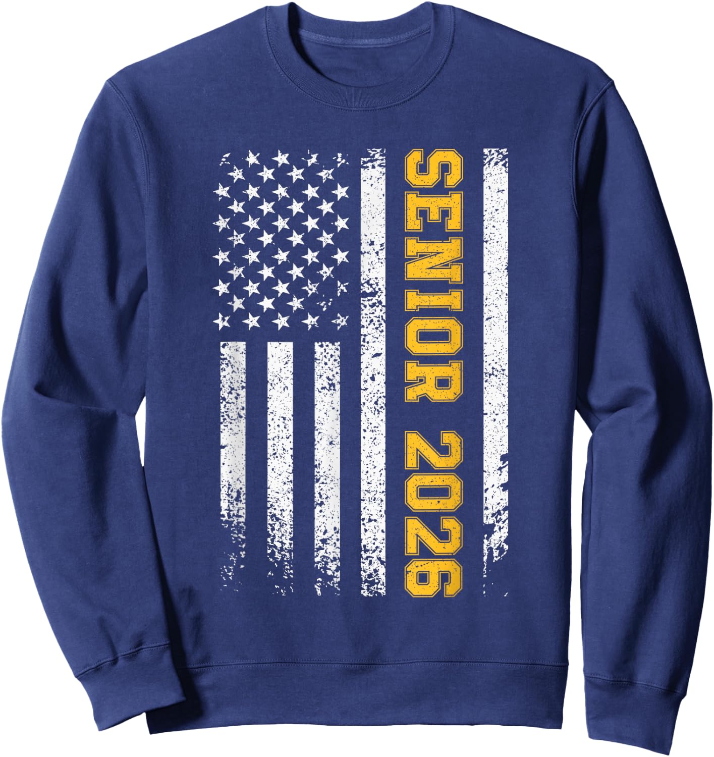 Senior 2026 American Flag USA Graduation Class of 2026 Kids Men Sweatshirt - Sweatshirt | Navy