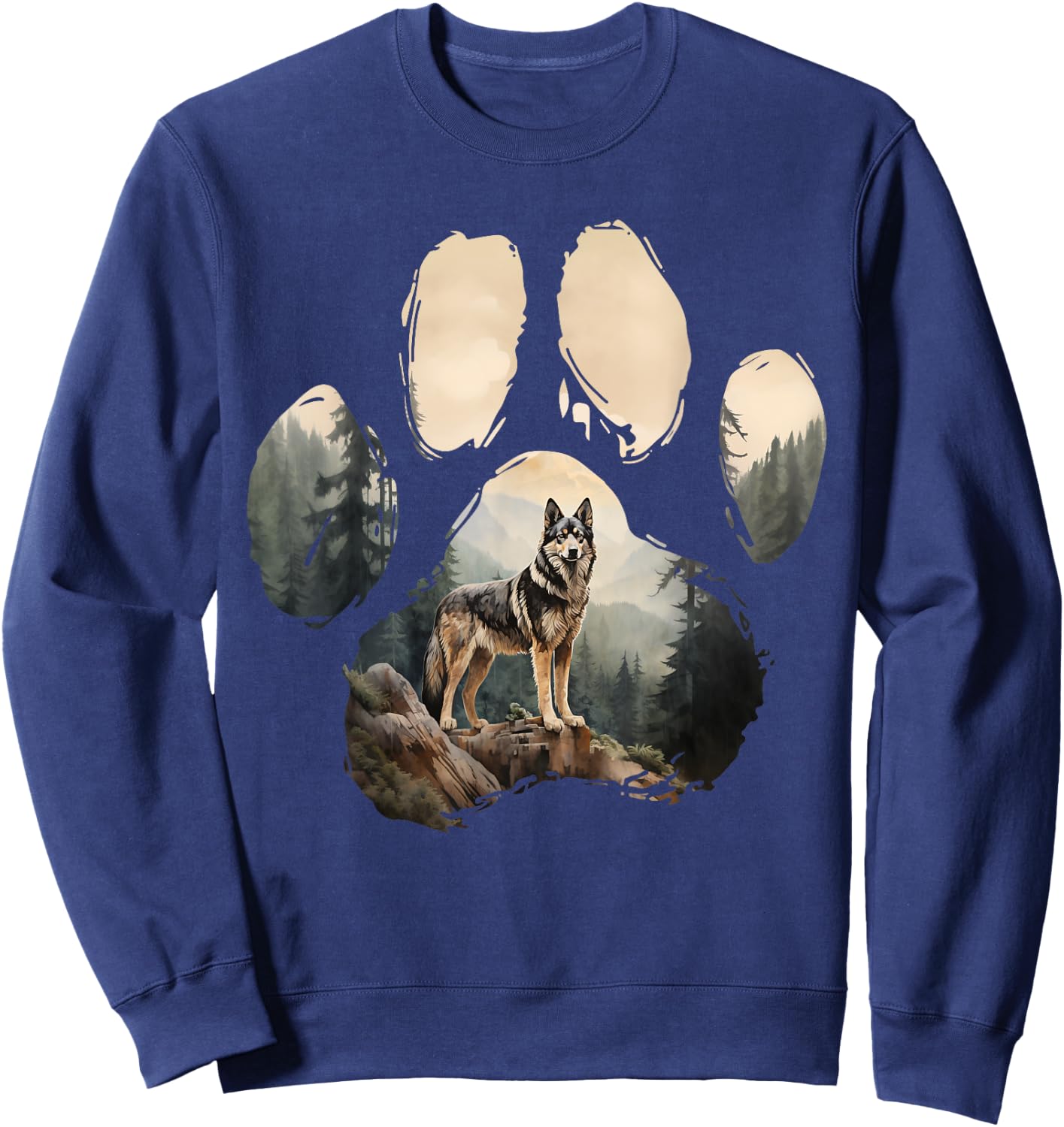 Shepsky Mountain Paw Design Dog Mom Dad Sweatshirt - Sweatshirt | Navy