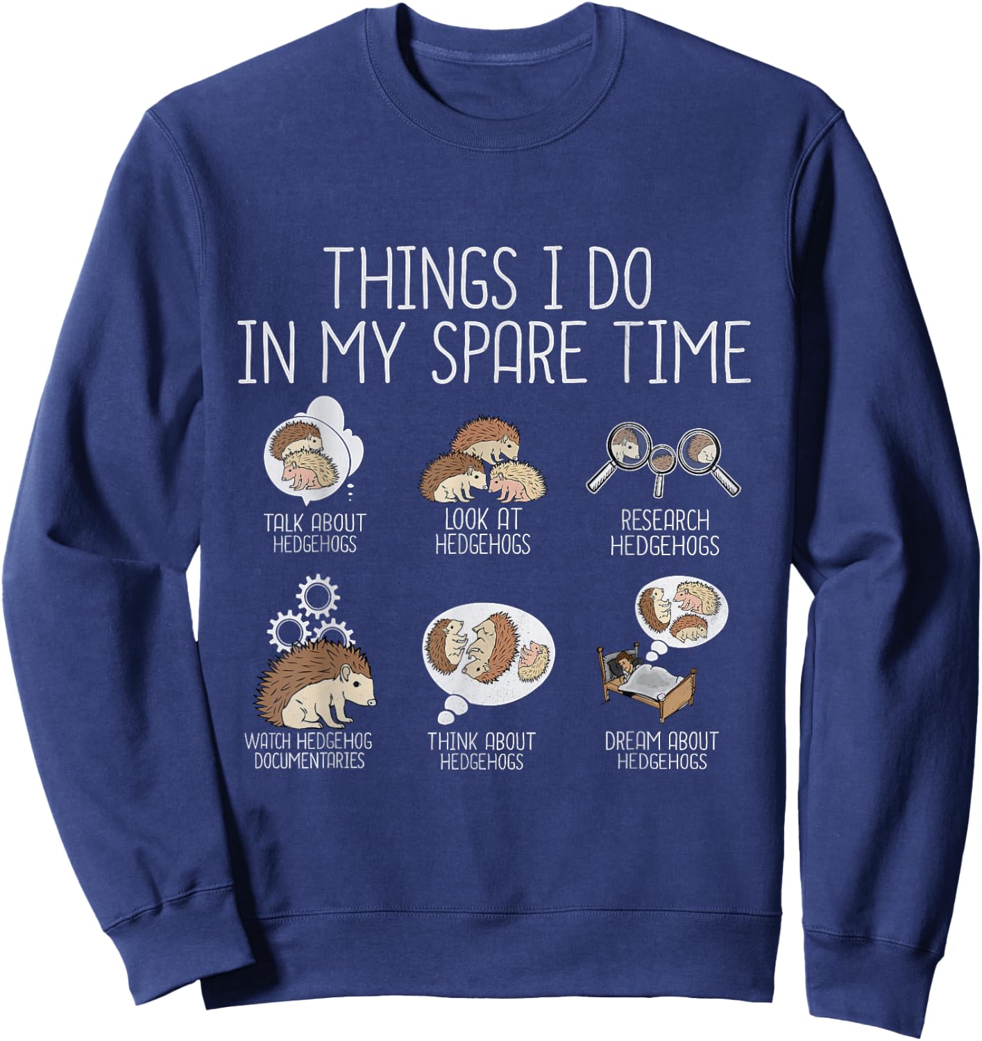 Funny Hedgehog Lover Kids Women Hedgehog Sweatshirt - Sweatshirt | Navy