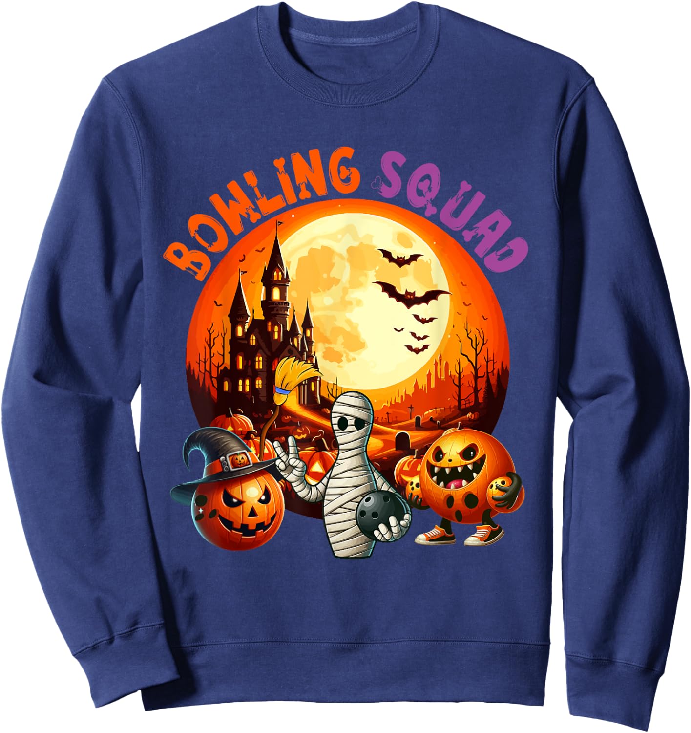 Bowling Squad Halloween Horror Equipment As Mummy Witch Sweatshirt - Sweatshirt | Navy
