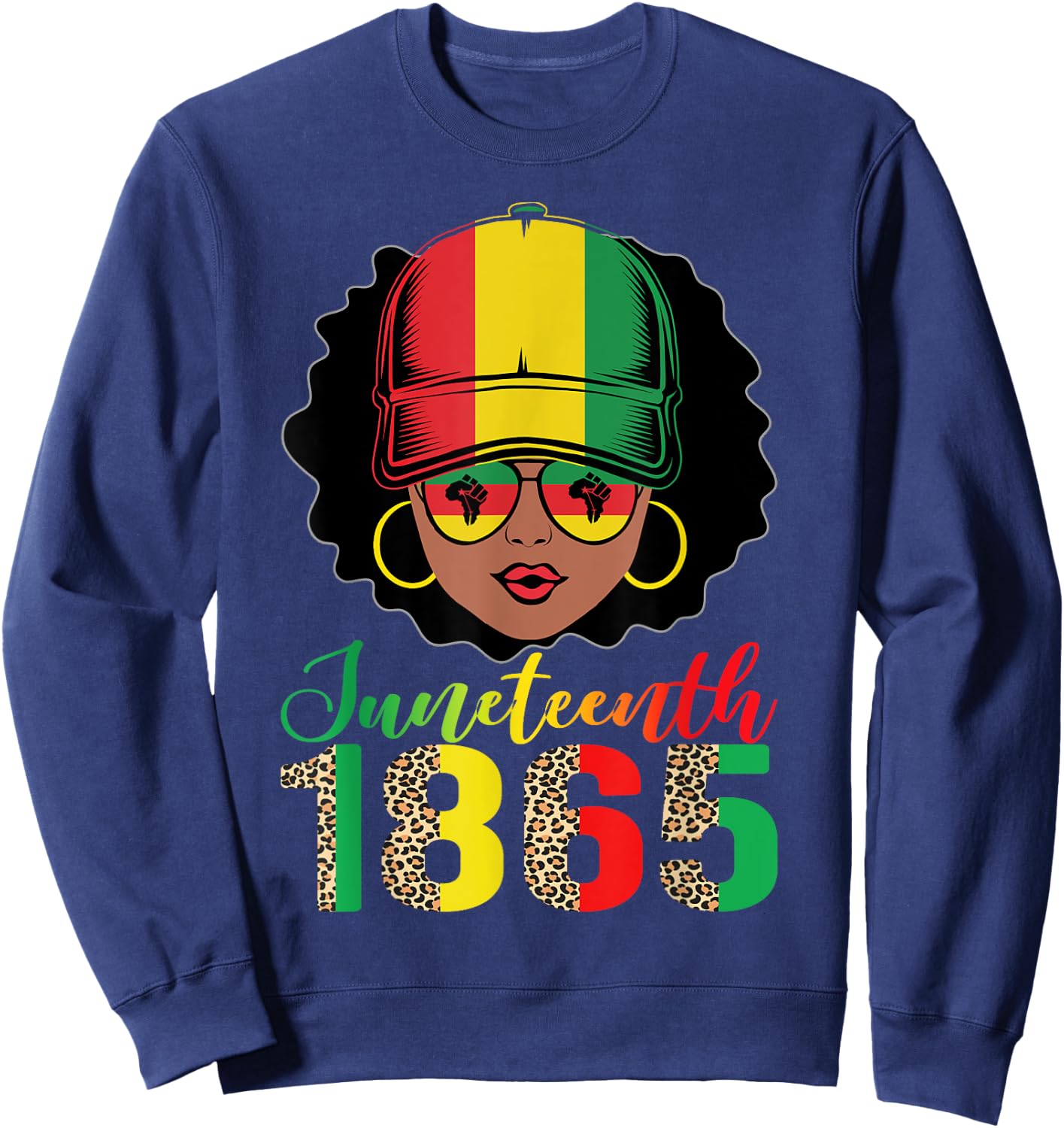 Juneteenth shirt women girls queen Pride funny Black African Sweatshirt - Sweatshirt | Navy