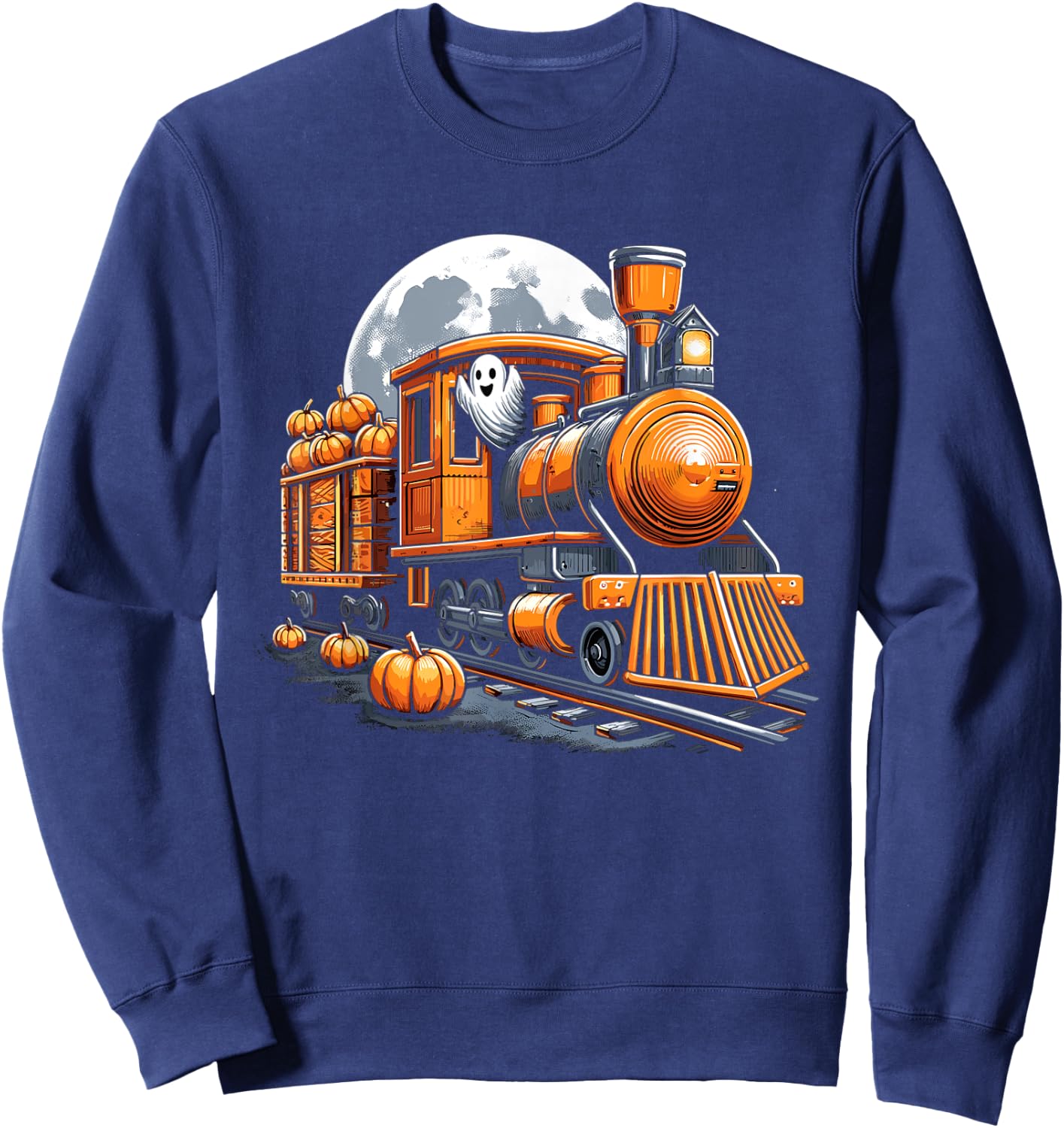 Halloween Train Funny Ghost Pumpkin For Kids Sweatshirt - Sweatshirt | Navy
