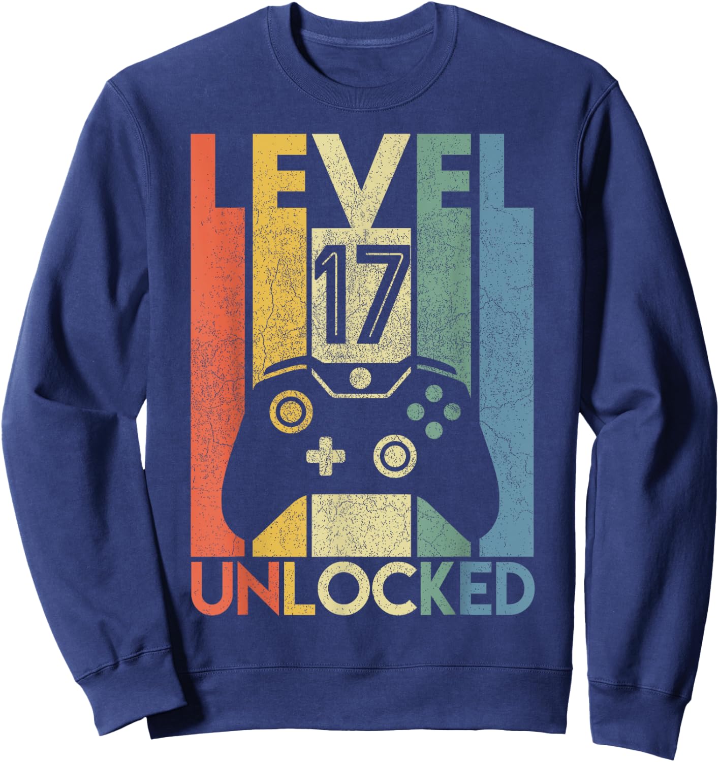 Level 17 Unlocked Shirt Funny Video Gamer 17th Birthday Gift Sweatshirt - Sweatshirt | Navy