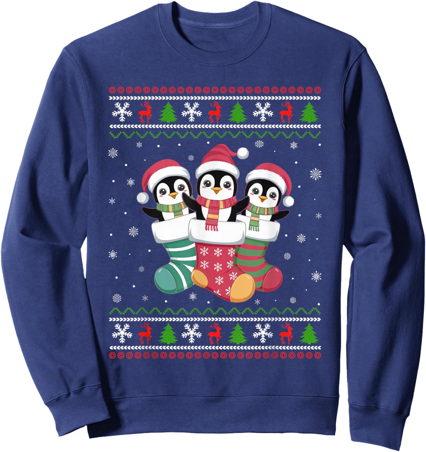 Ugly Xmas Sweater Penguin In Christmas Socks Sweatshirt - Sweatshirt | Navy