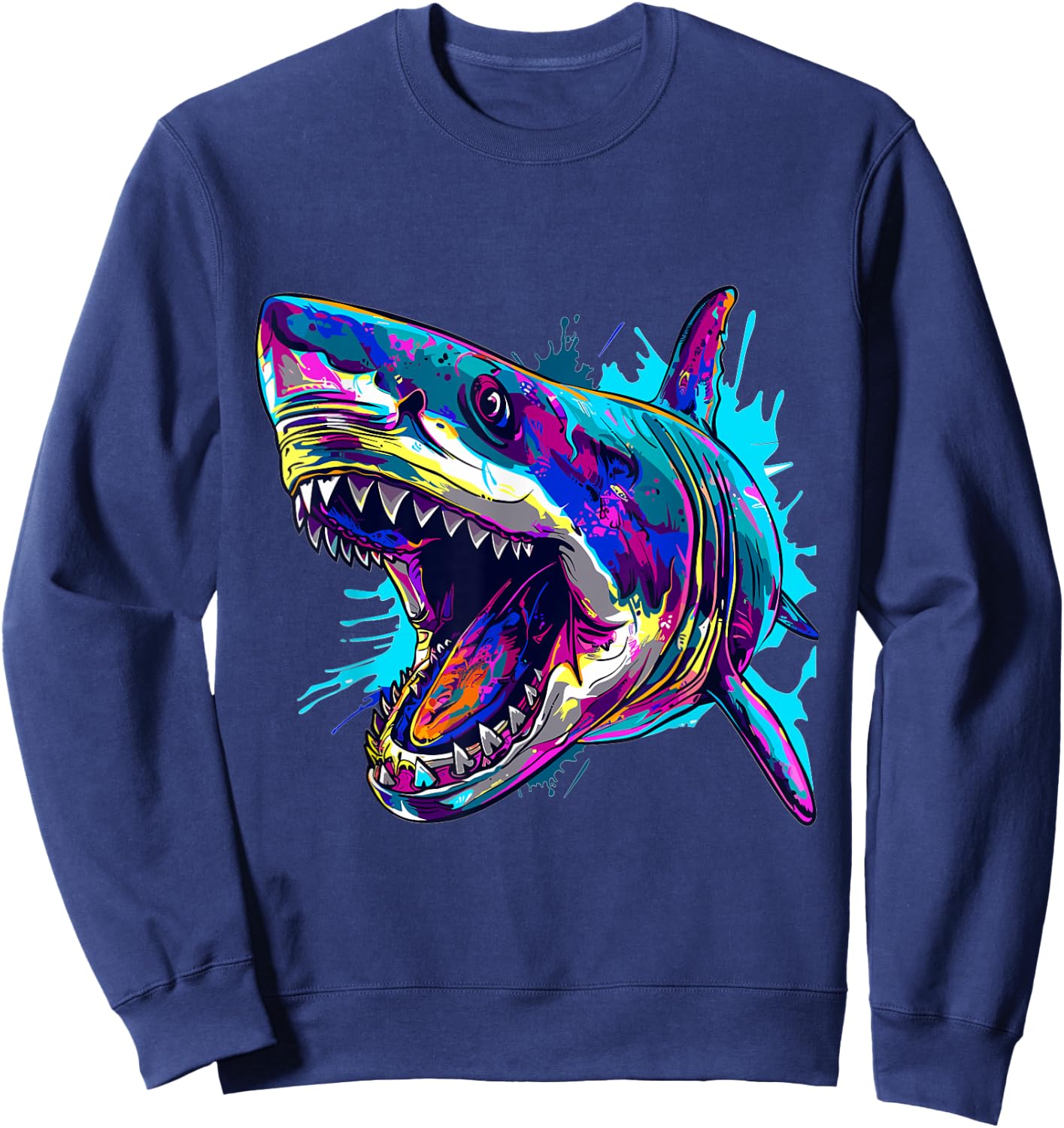 Megalodon Shark Lover Graphic Sweatshirt - Sweatshirt | Navy