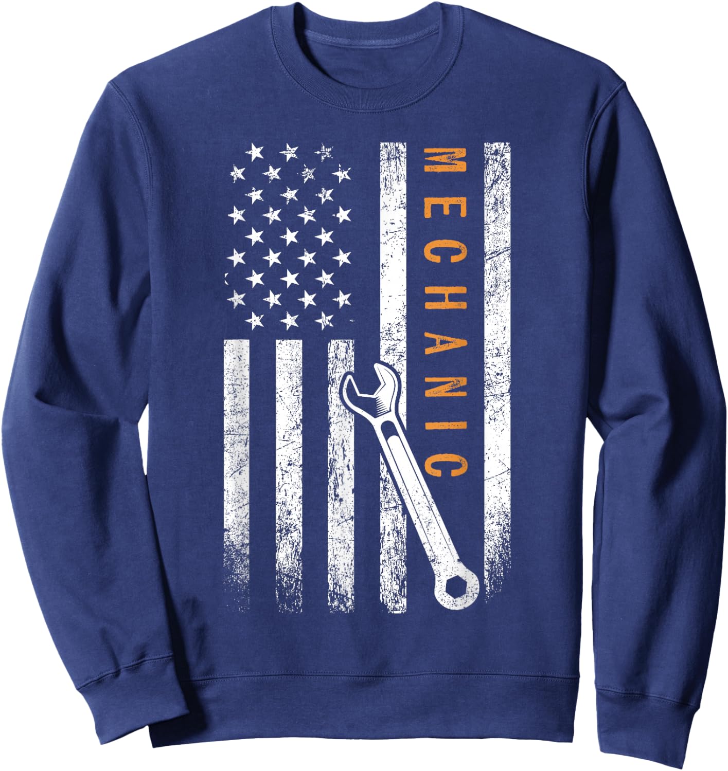 Mechanic American Flag Design Sweatshirt - Sweatshirt | Navy