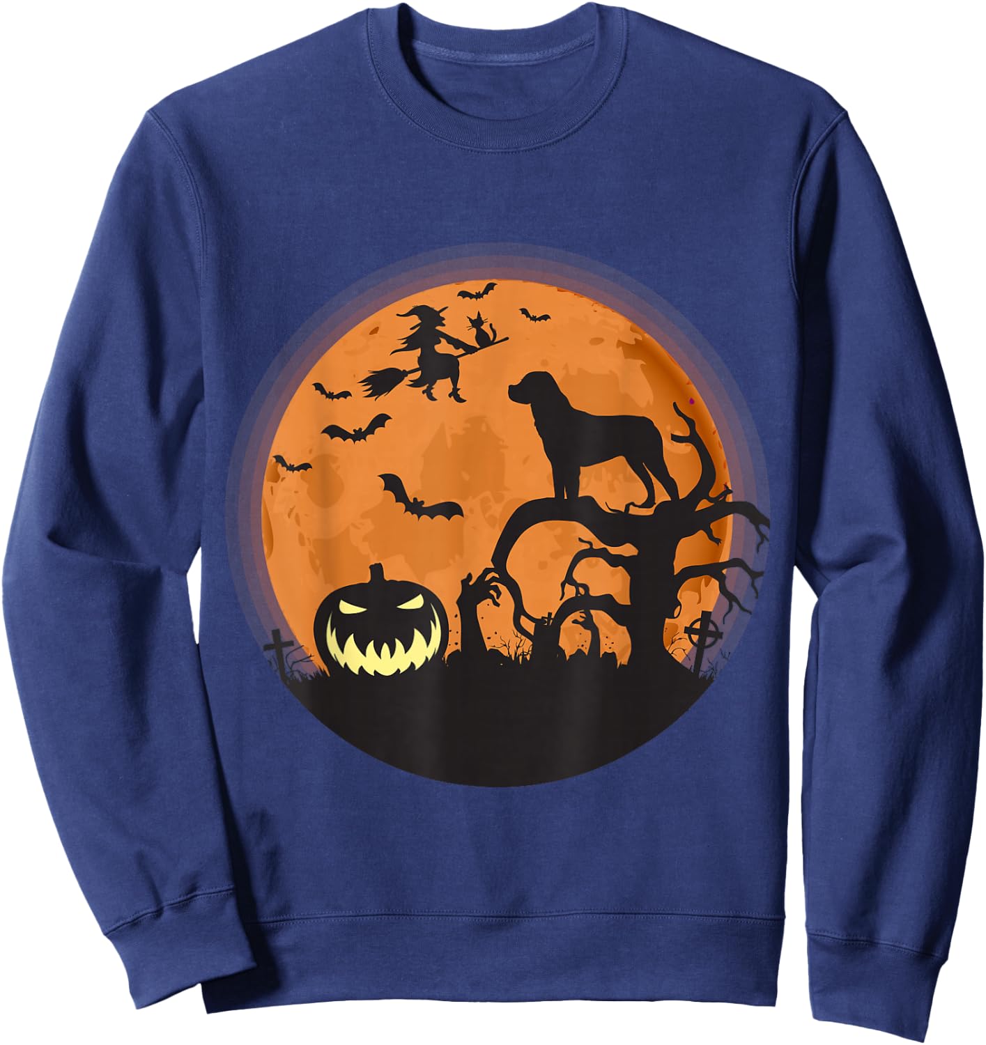 Funny Rottweiler And Moon Halloween Costume Style Sweatshirt - Sweatshirt | Navy