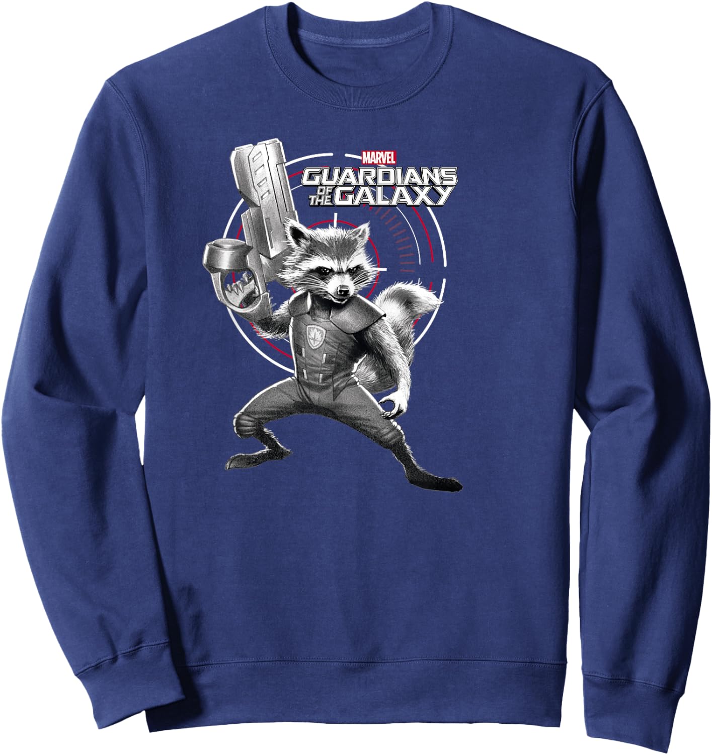Marvel Guardians of The Galaxy Rocket Raccoon Weapons Poster Small Sweatshirt - Sweatshirt | Navy