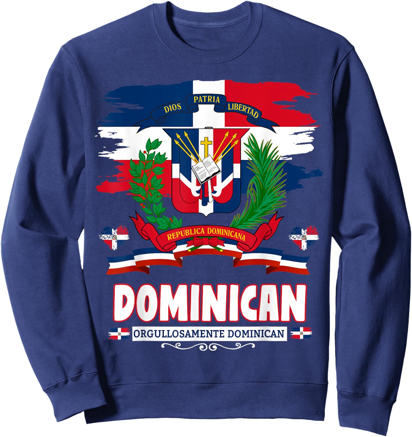 Coat of Arms Republica Dominicana & Dominican Flag Sweatshirt - Sweatshirt | Navy