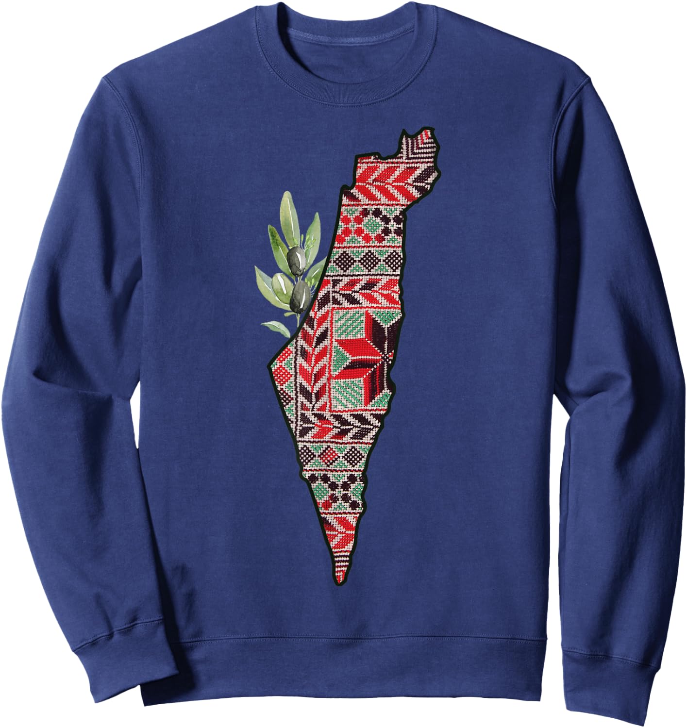 Free Palestine Free Gaza Olives Map Palestinian Pride Sweatshirt - Sweatshirt | Navy