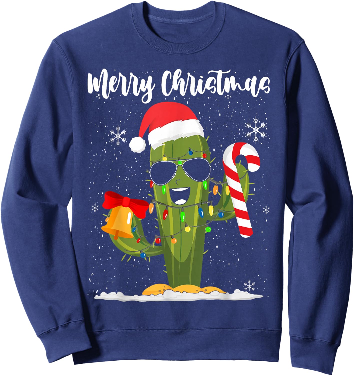 Merry Christmas Santa Cactus Succulent Plant Lover Xmas Sweatshirt - Sweatshirt | Navy
