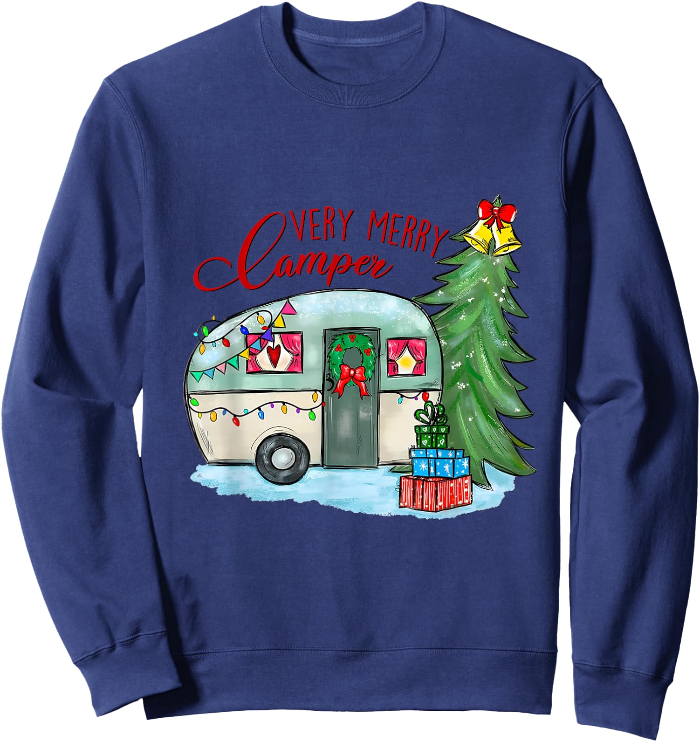 Very Merry Camper Christmas Santa Camper Camping Truck Xmas Sweatshirt - Sweatshirt | Navy