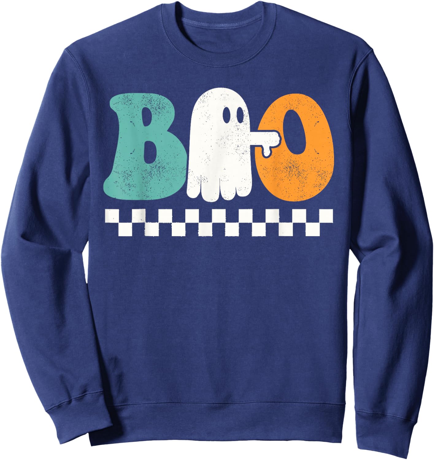 Funny Thumbs Down Boo Ghost Halloween Groovy Women Sweatshirt - Sweatshirt | Navy