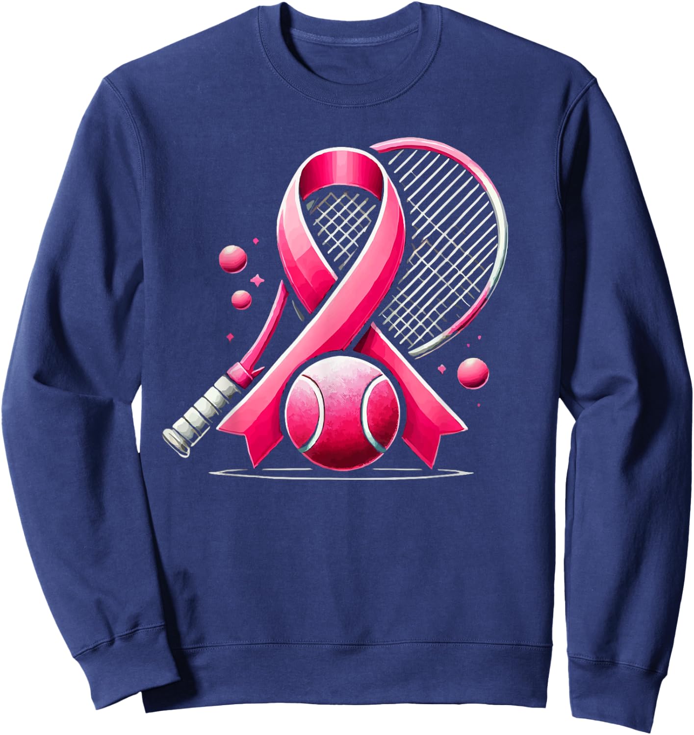 Tennis Breast Cancer Awareness Month Pink Ribbon Sweatshirt - Sweatshirt | Navy