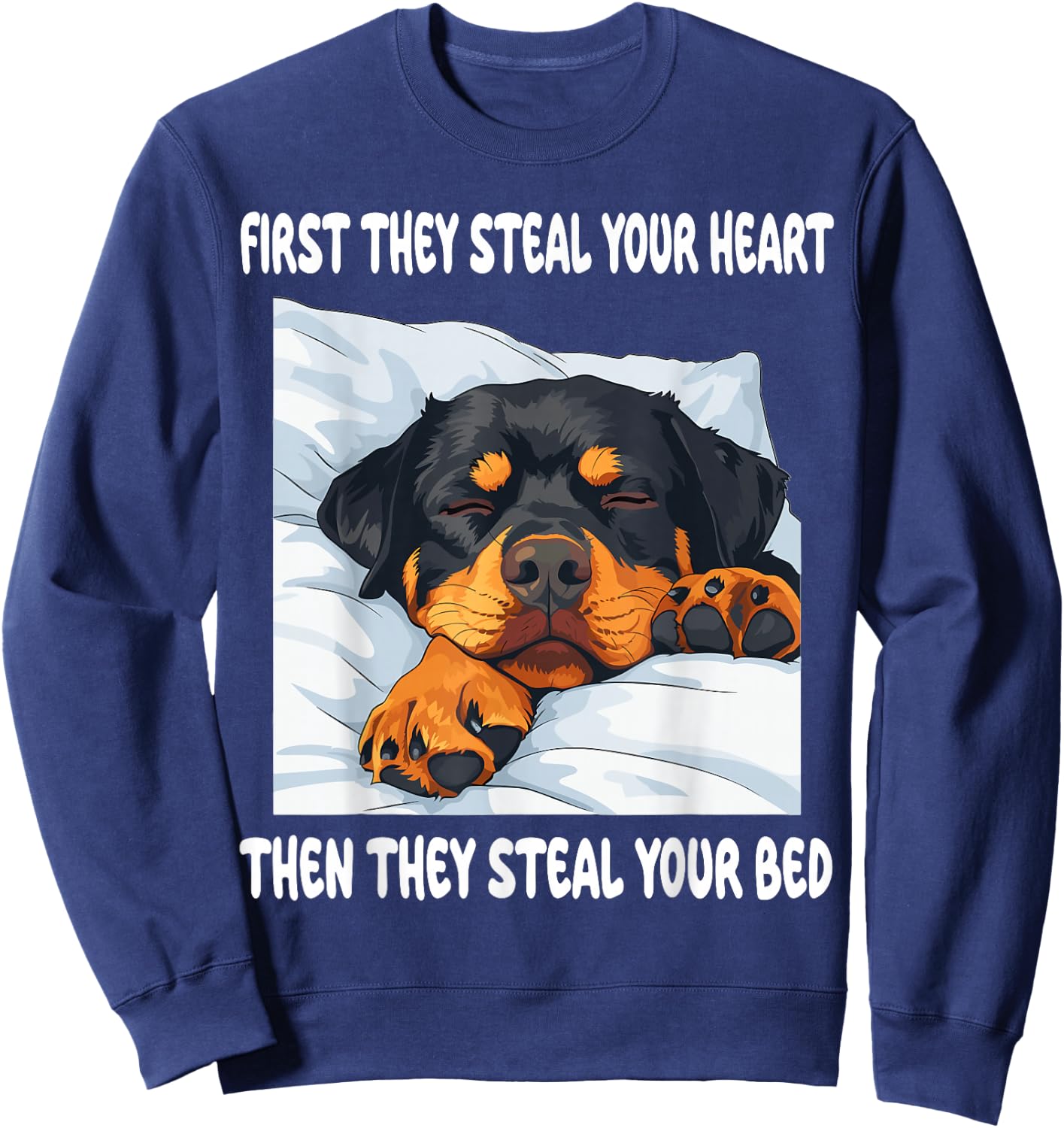 Rottweiler Sleeping Pajamas Nightgown Sweatshirt - Sweatshirt | Navy