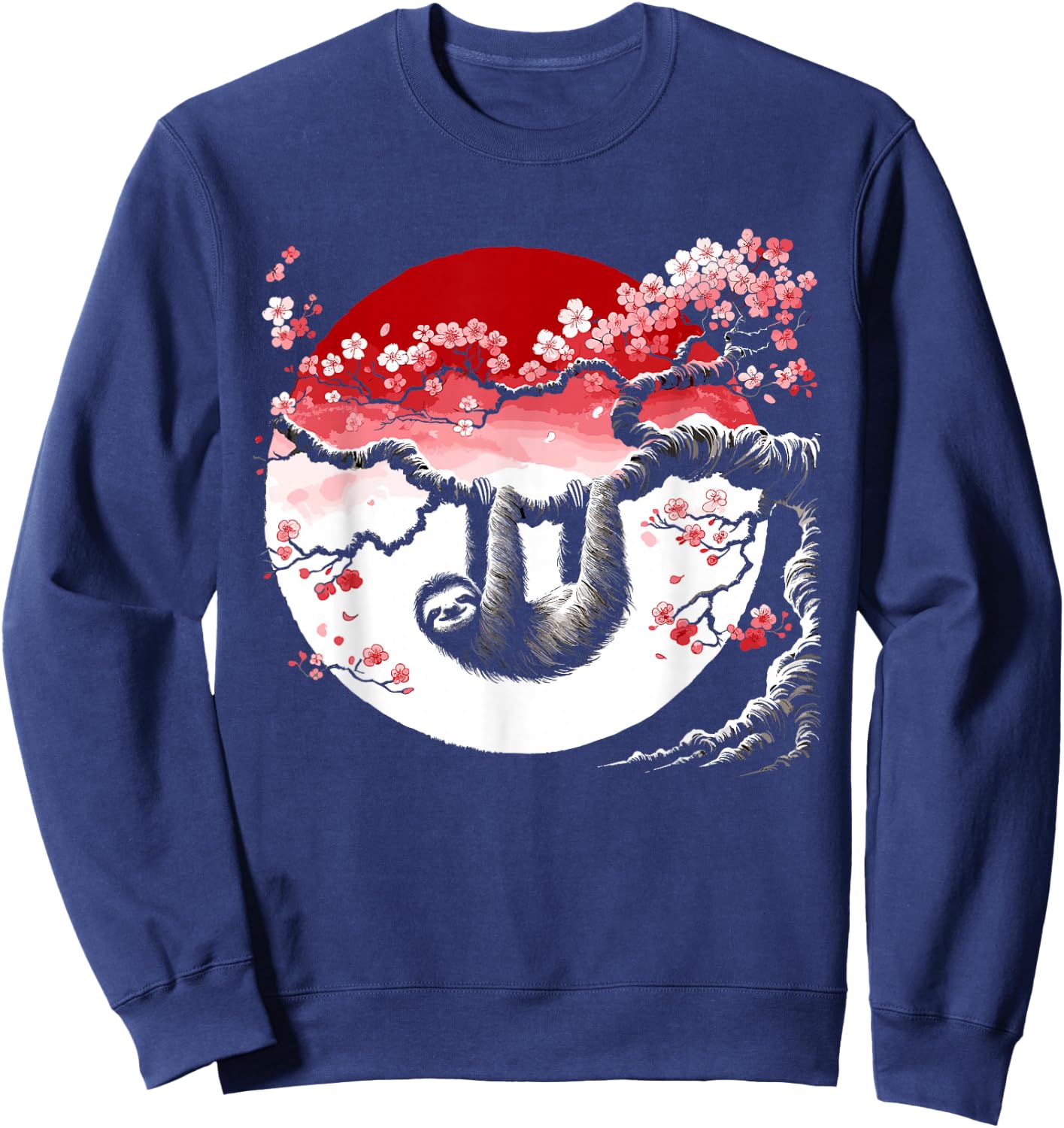 Kawaii Sloth Anime Japan Sakura Men Women Kids Funny Sloth Sweatshirt - Sweatshirt | Navy