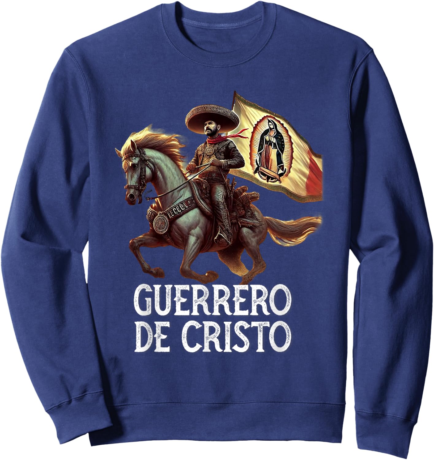 Viva Cristo Rey Guadalupe Catholic Cristeros Sweatshirt - Sweatshirt | Navy
