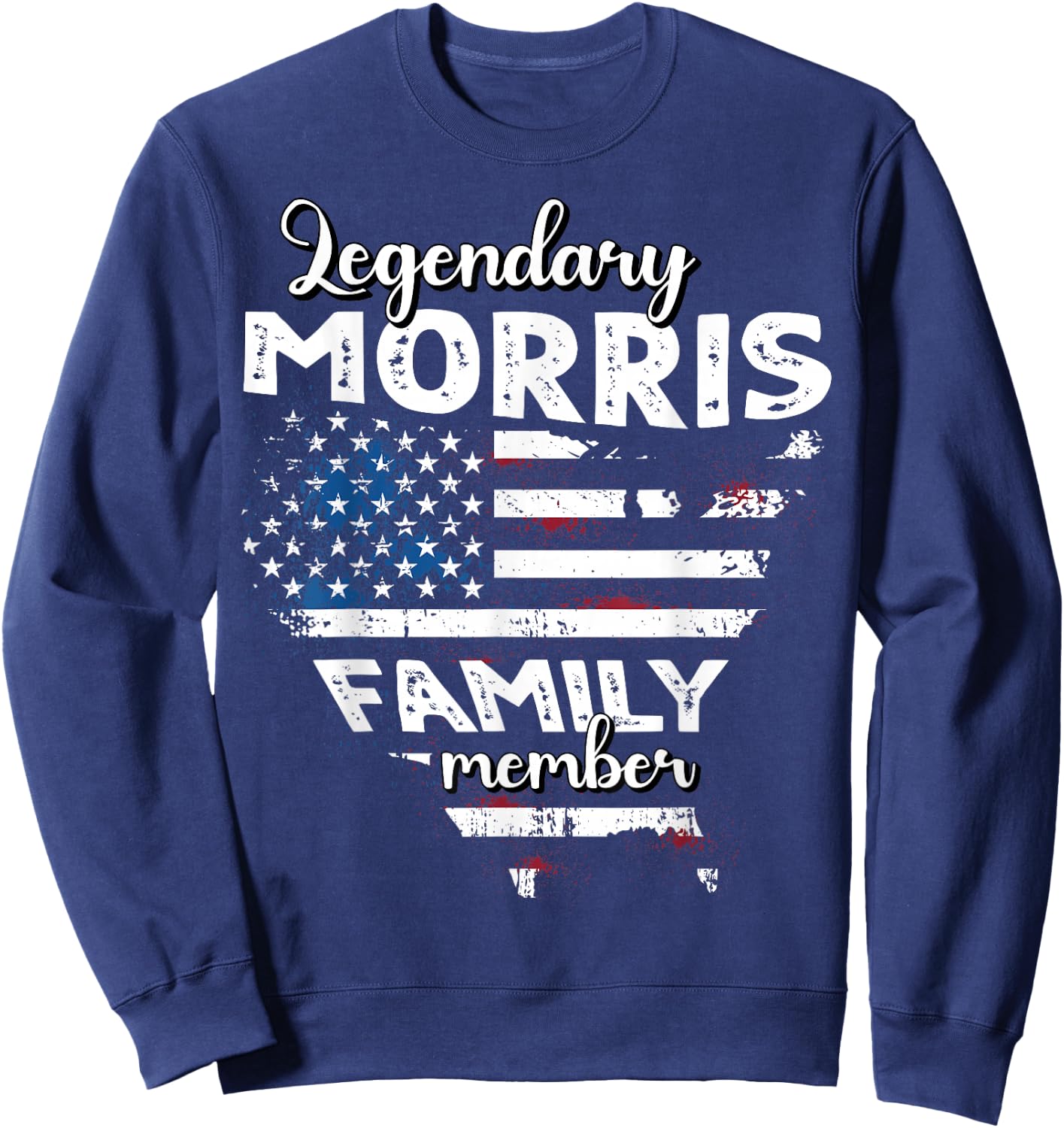 Surname Morris US Flag Morris Last Name Morris Sweatshirt - Sweatshirt | Navy